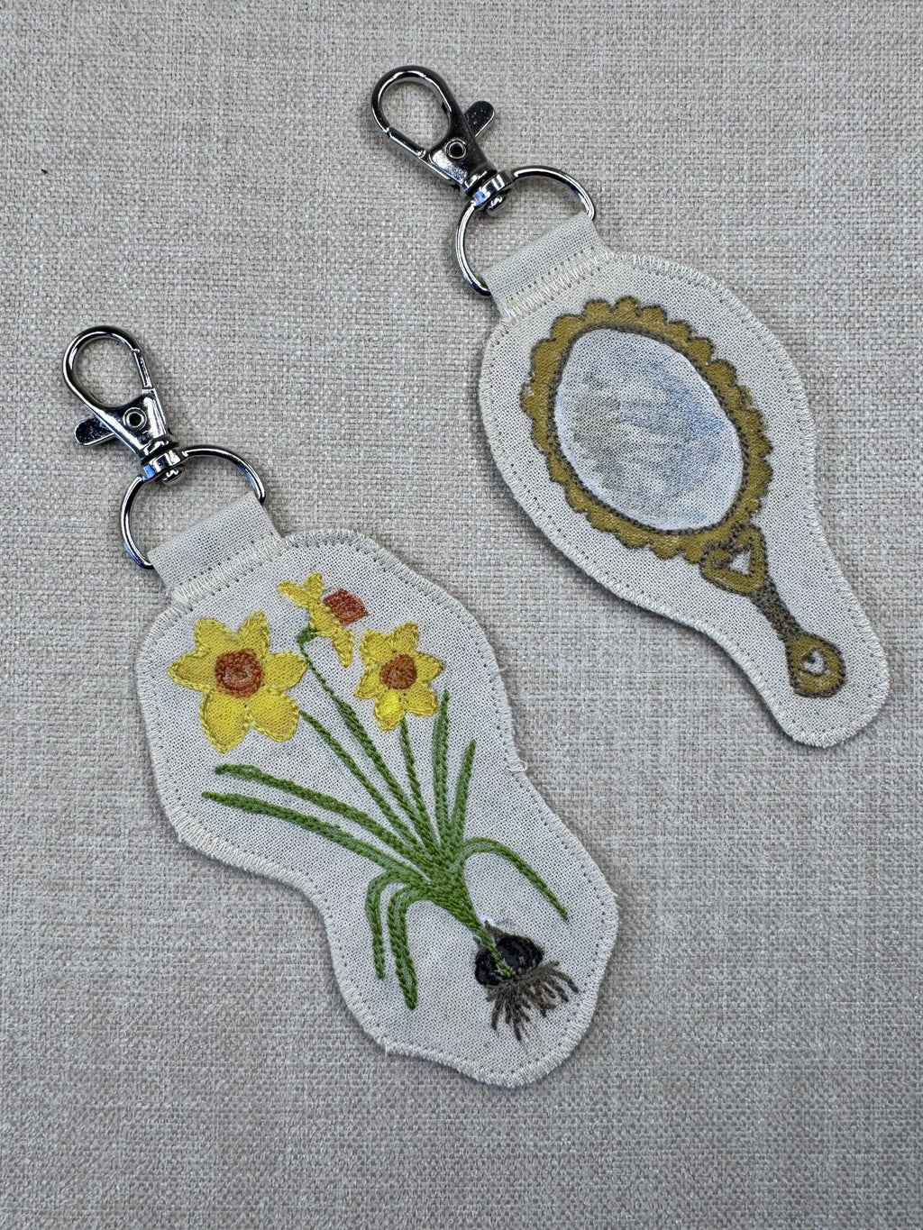 Daffodil Narcissus “Self Love” Talisman – Free Motion Embroidered Patch / Bag Charm image 3