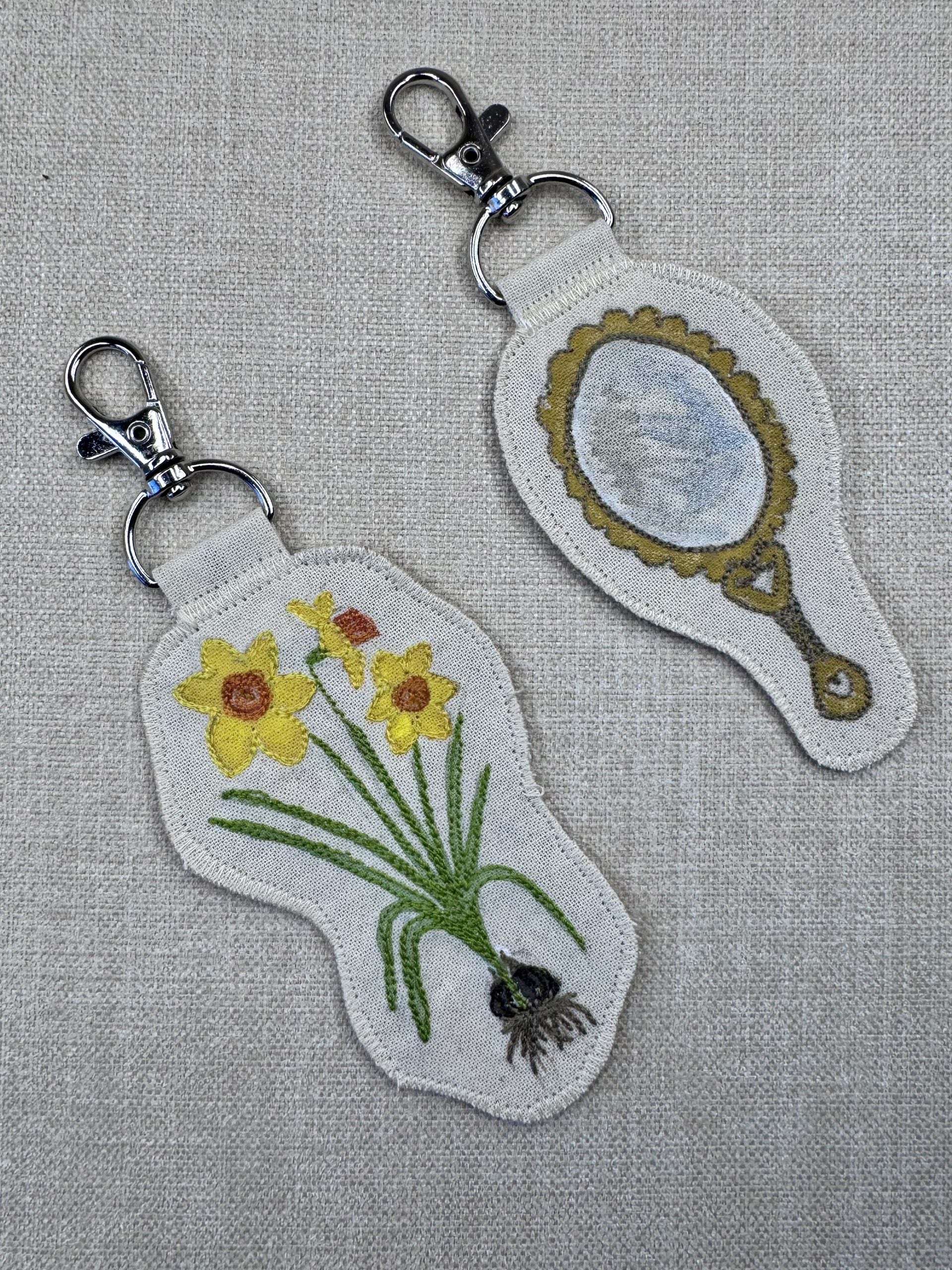 Daffodil Narcissus “Self Love” Talisman – Free Motion Embroidered Patch / Bag Charm image 3