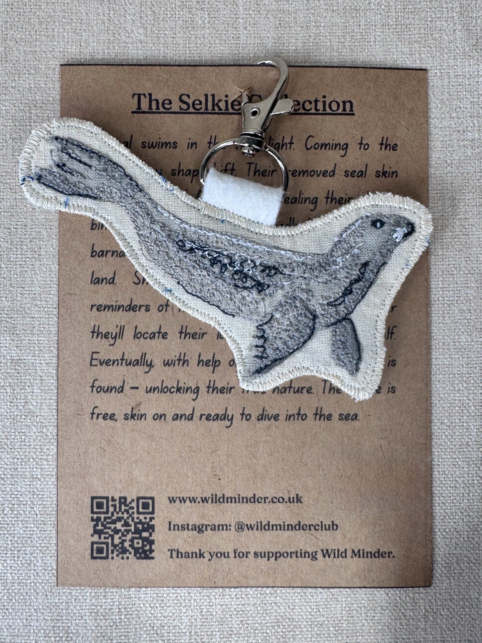Selkie “Seal – Freedom” Talisman – Free Motion Embroidered Patch / Bag Charm image 1