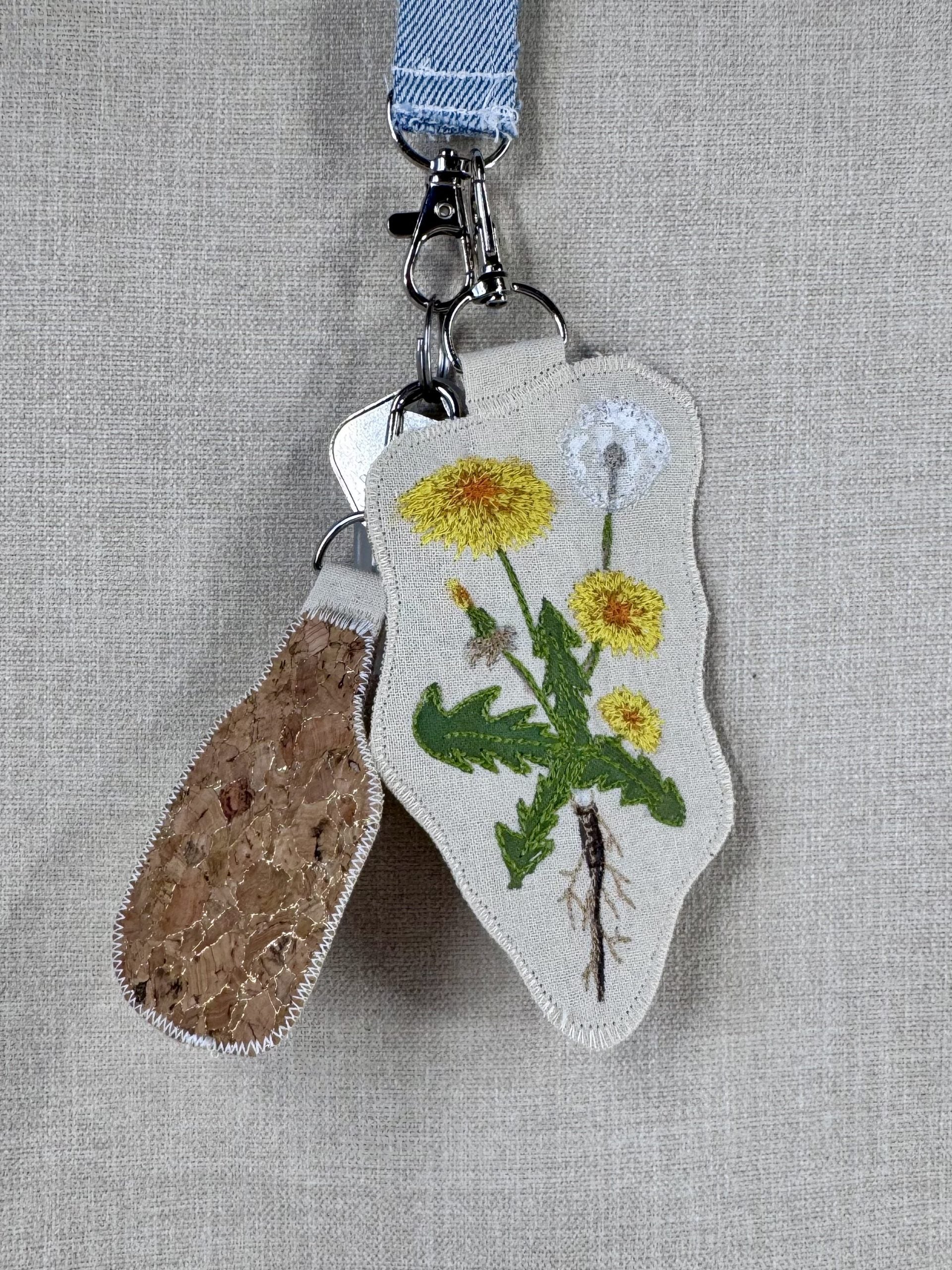 Dandelion “Healing” Talisman – Free Motion Embroidered Patch / Bag Charm image 2