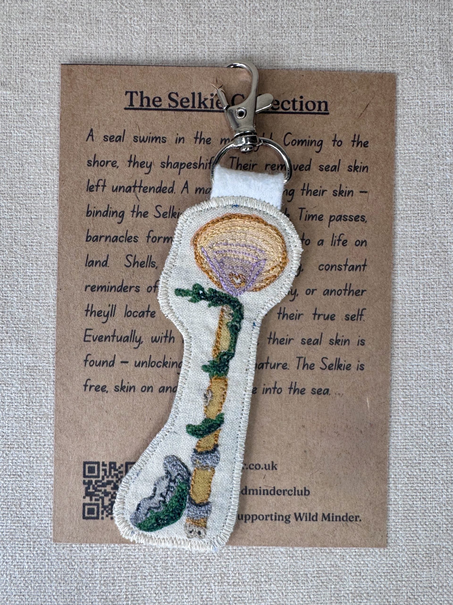 Selkie “Seal Padlock - Wedlock” Talisman – Free Motion Embroidered Patch / Bag Charm image 1