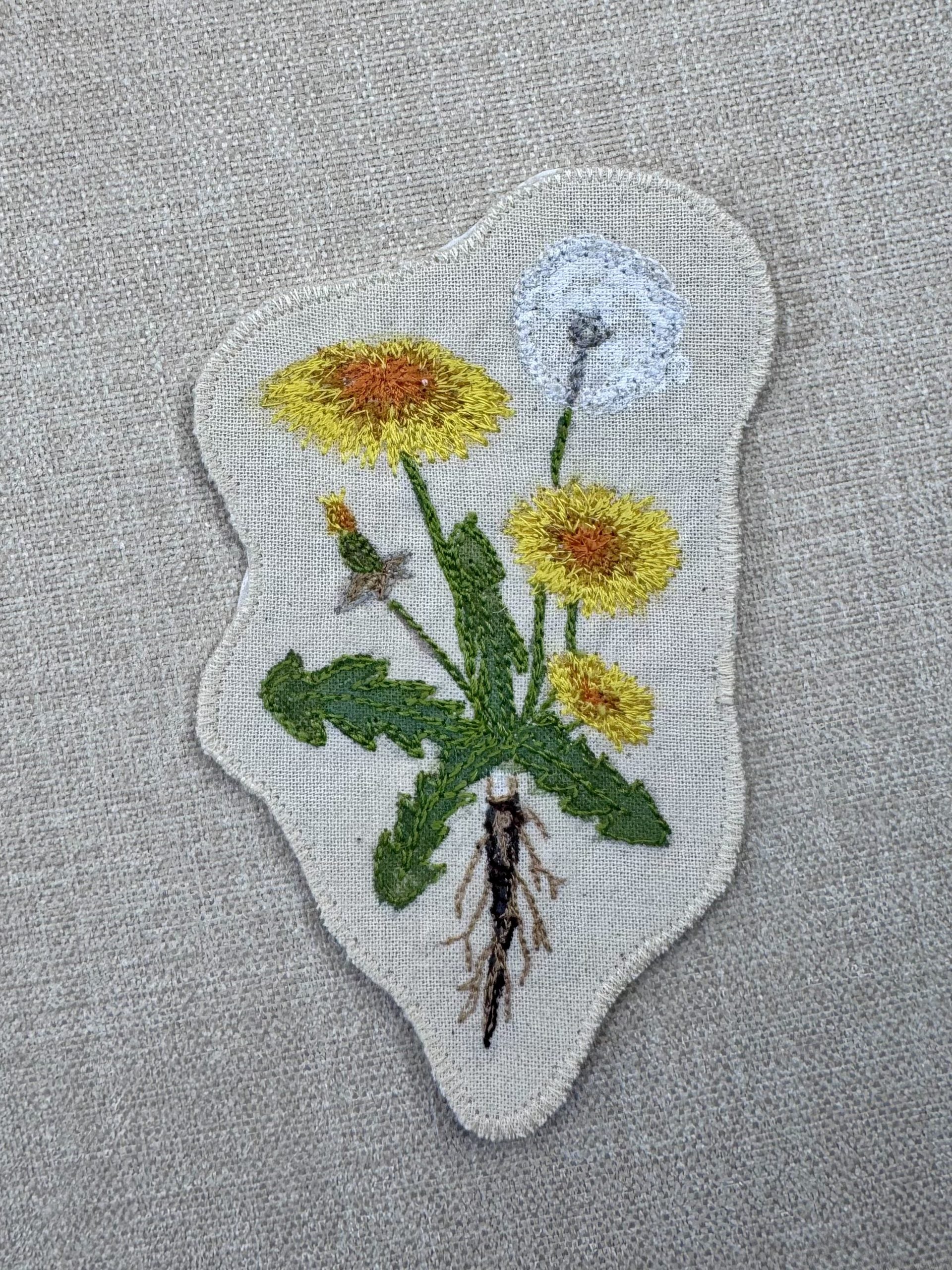 Dandelion “Healing” Talisman – Free Motion Embroidered Patch / Bag Charm image 6