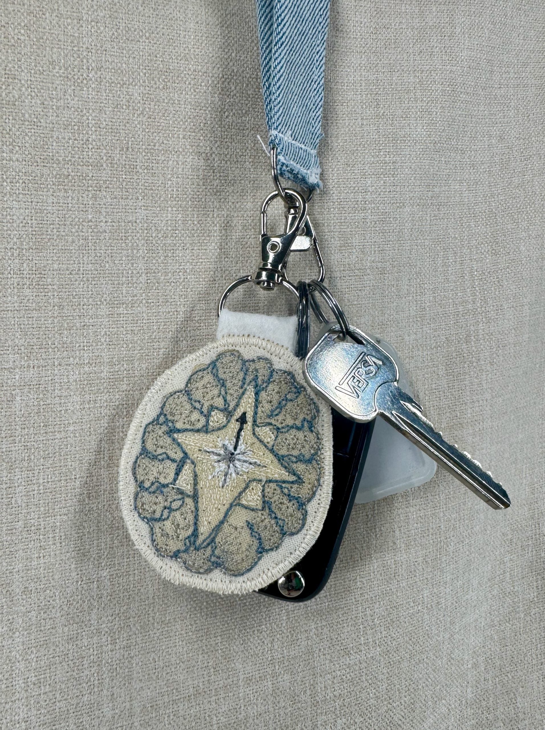 Selkie “Searching - Compass Shell” Talisman – Free Motion Embroidered Patch / Bag Charm image 5
