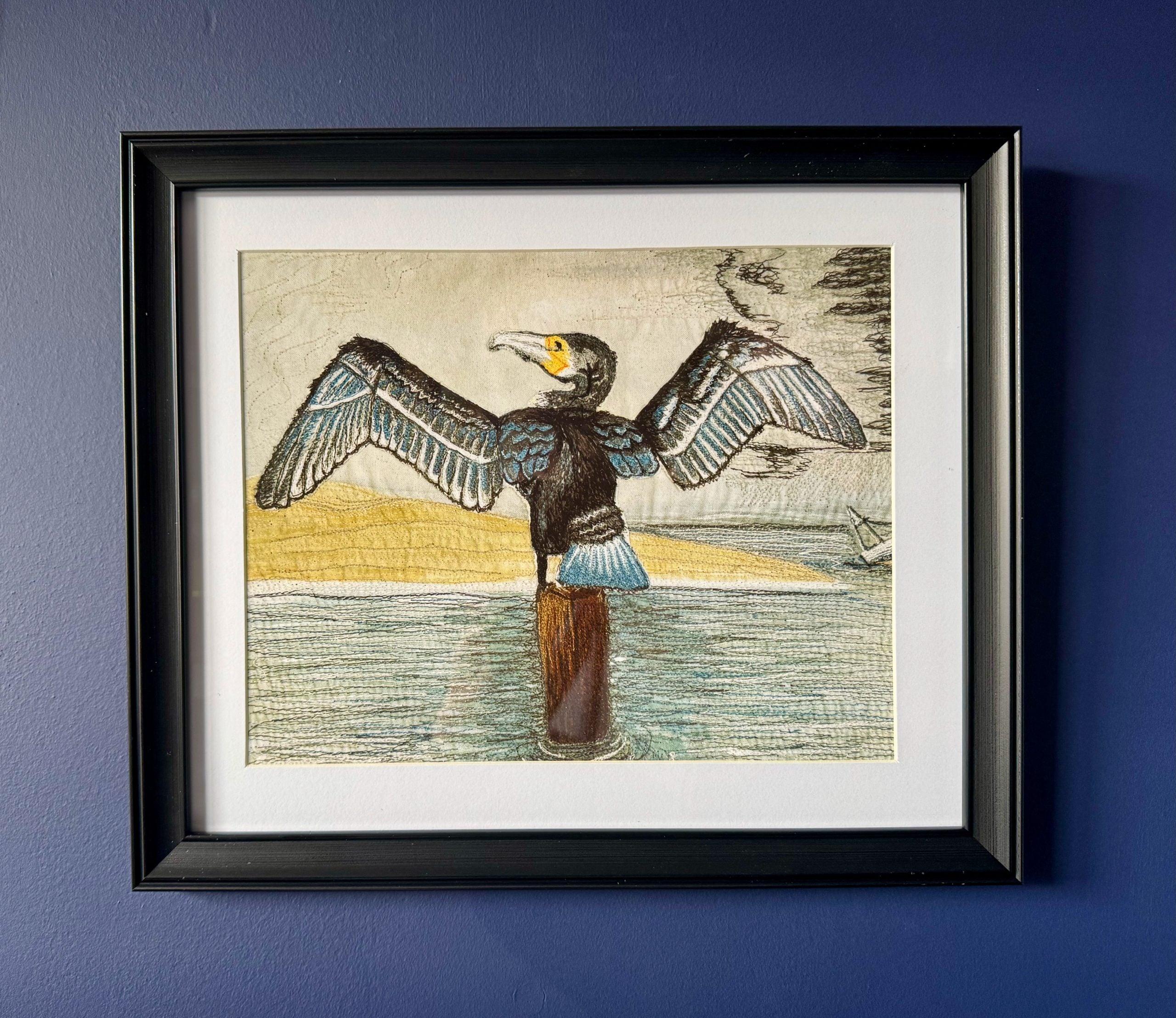 Cormorant Embroidered Art Print - "Defiance" image 0