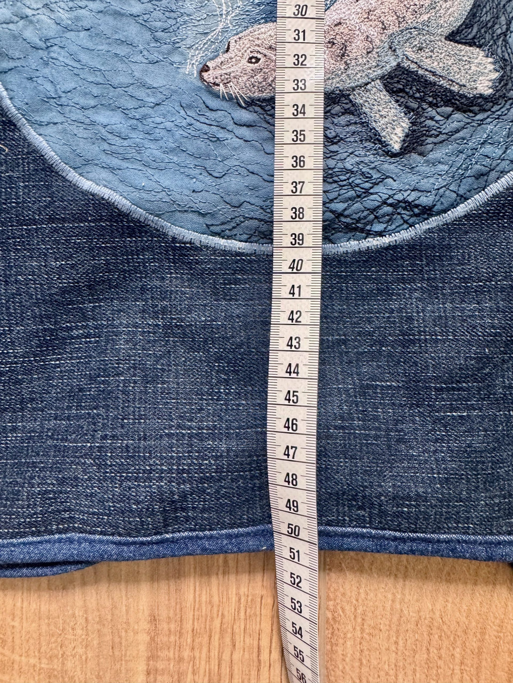 Selkie “Seal – Freedom” Wearable Art – Upcycled oversized denim Gilet image 19