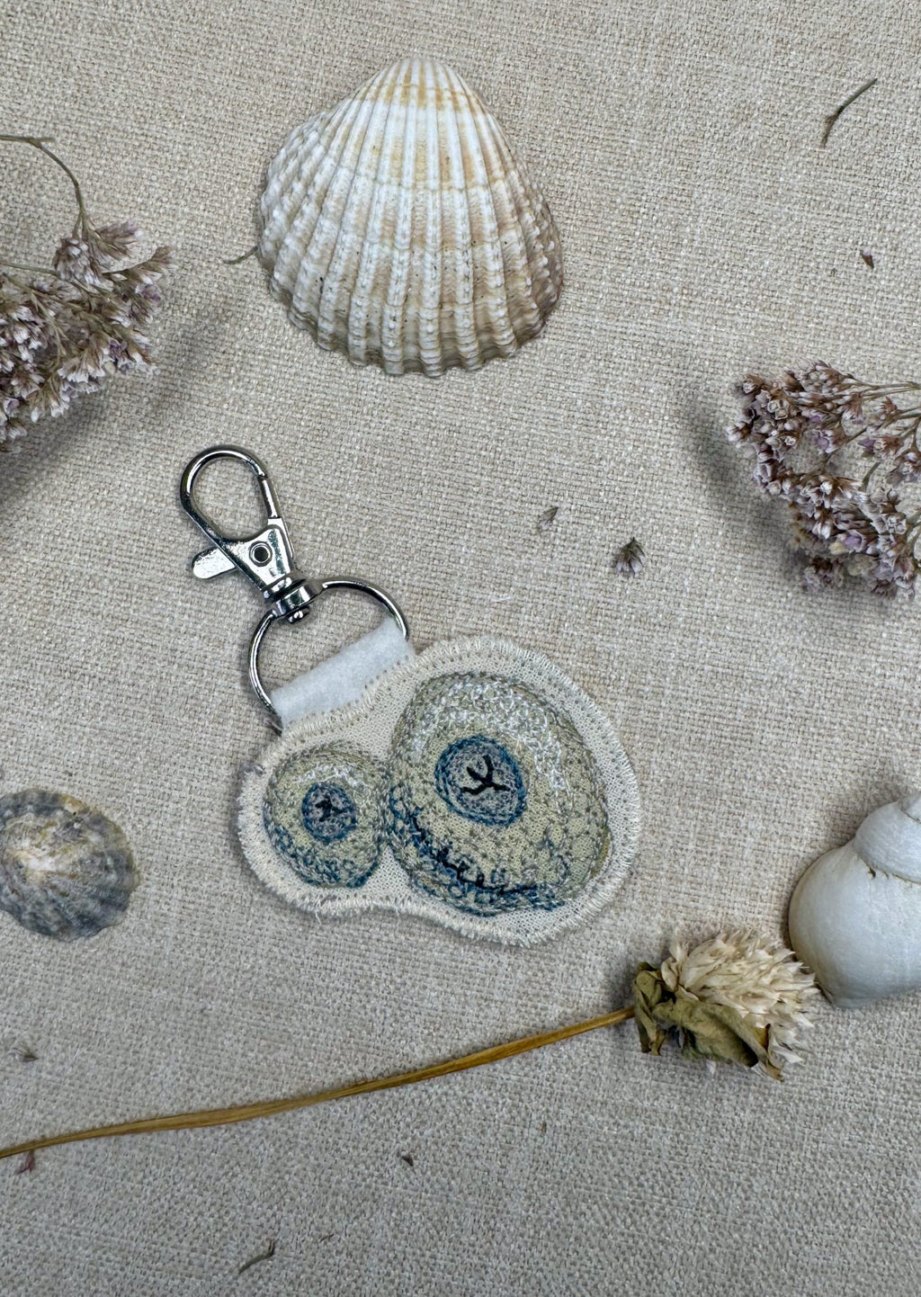 Selkie “Time Passing - Barnacles” Talisman – Free Motion Embroidered Patch / Bag Charm image 0