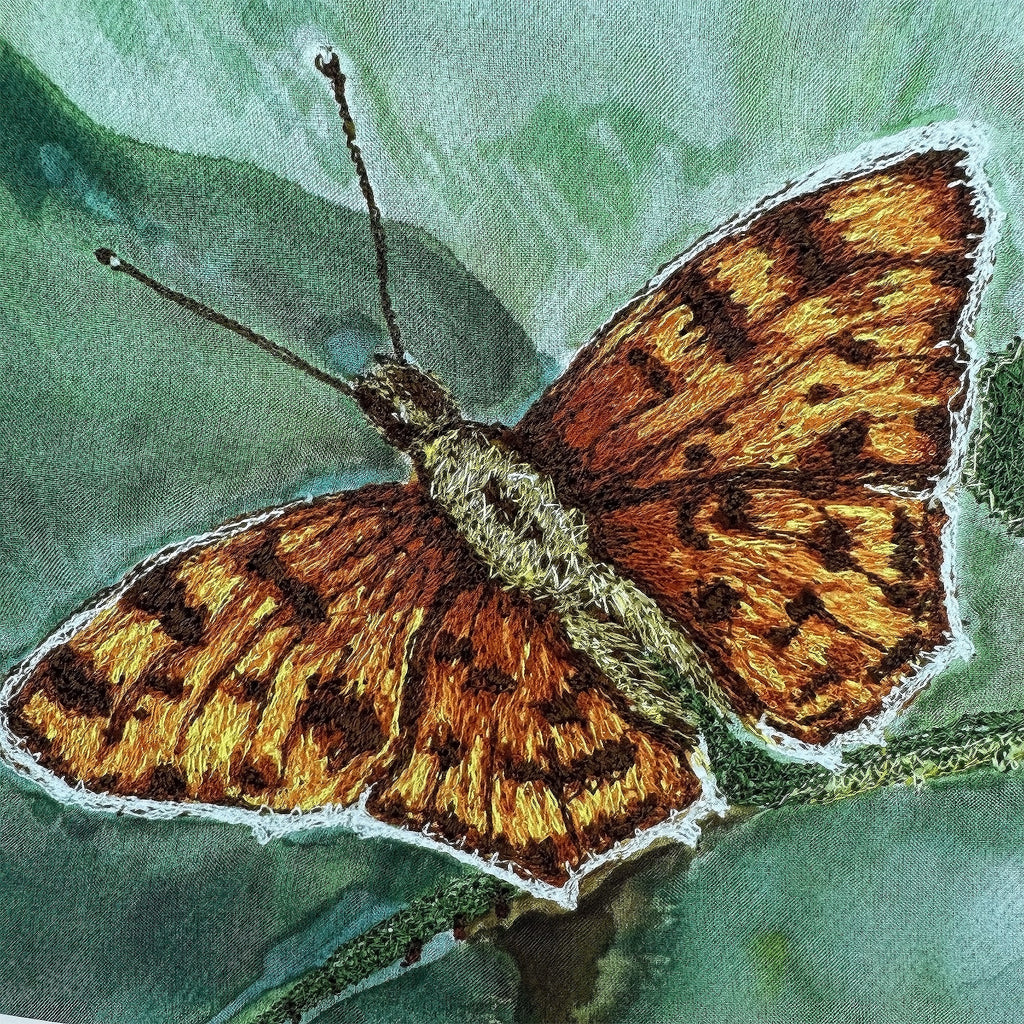 Comma Butterfly Embroidery Print - "Resilience" image 1