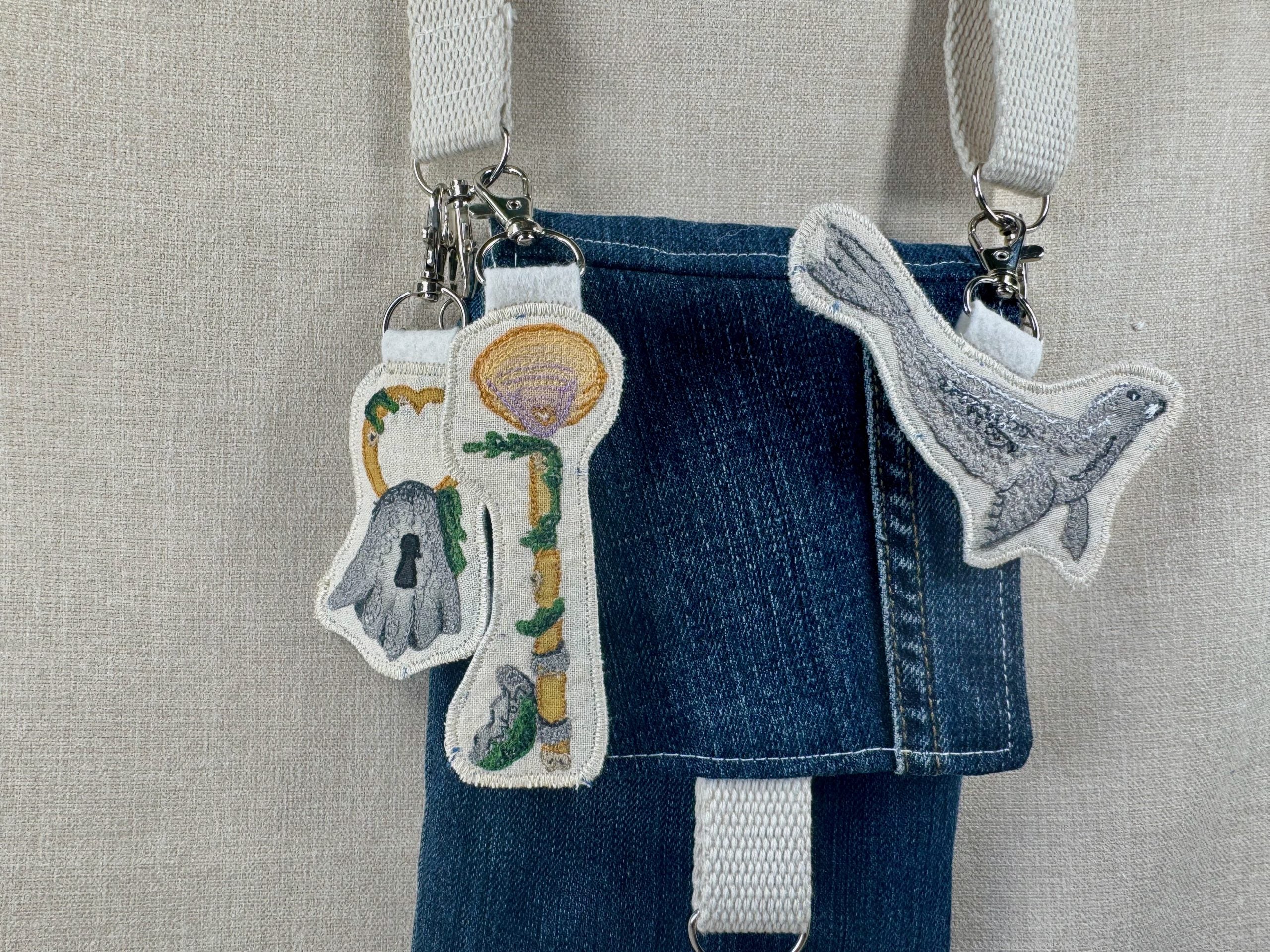 Selkie “Seal Padlock - Wedlock” Talisman – Free Motion Embroidered Patch / Bag Charm image 3