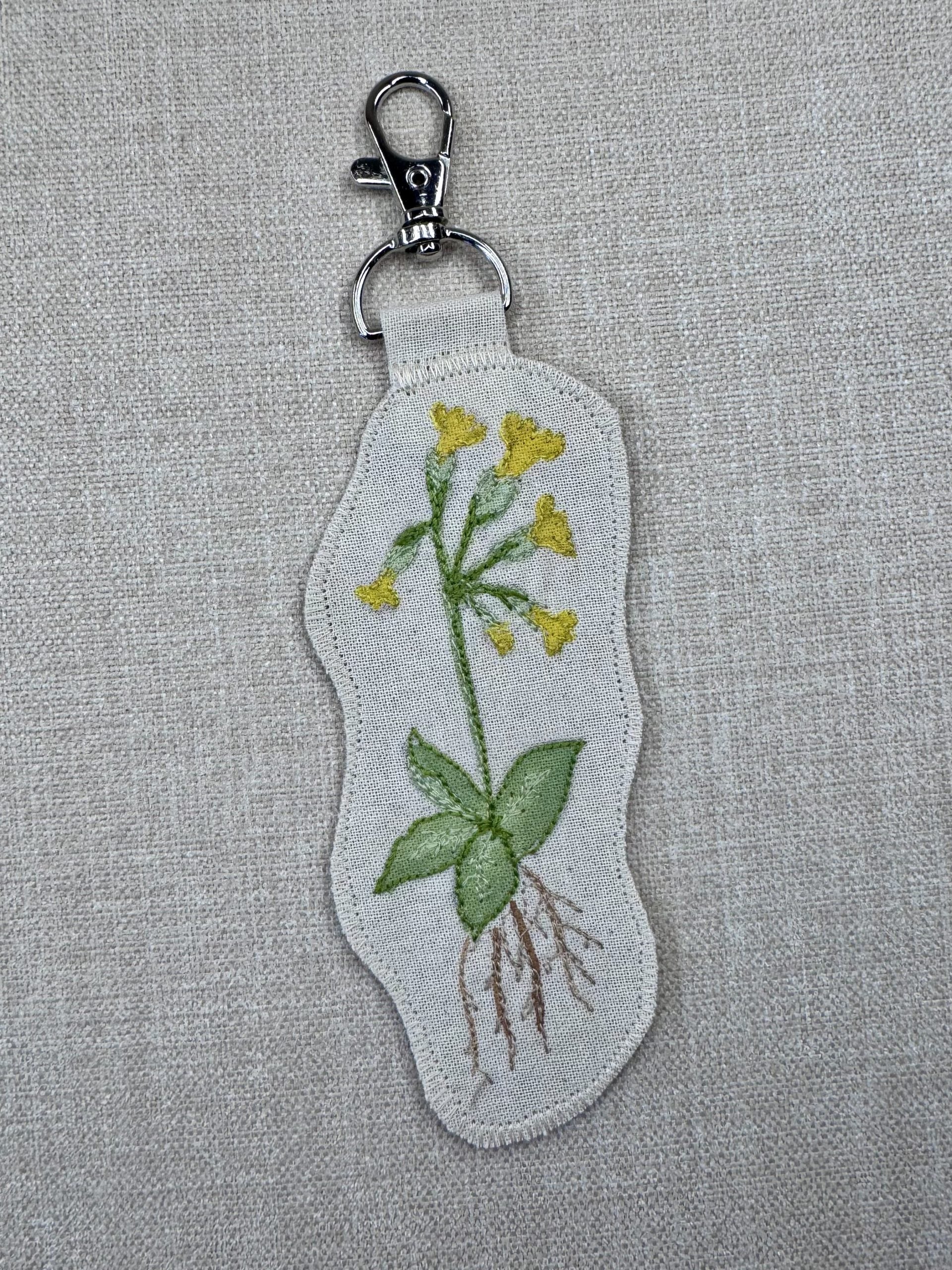 Cowslip Primrose “Faith” Talisman – Free Motion Embroidered Patch / Bag Charm image 3