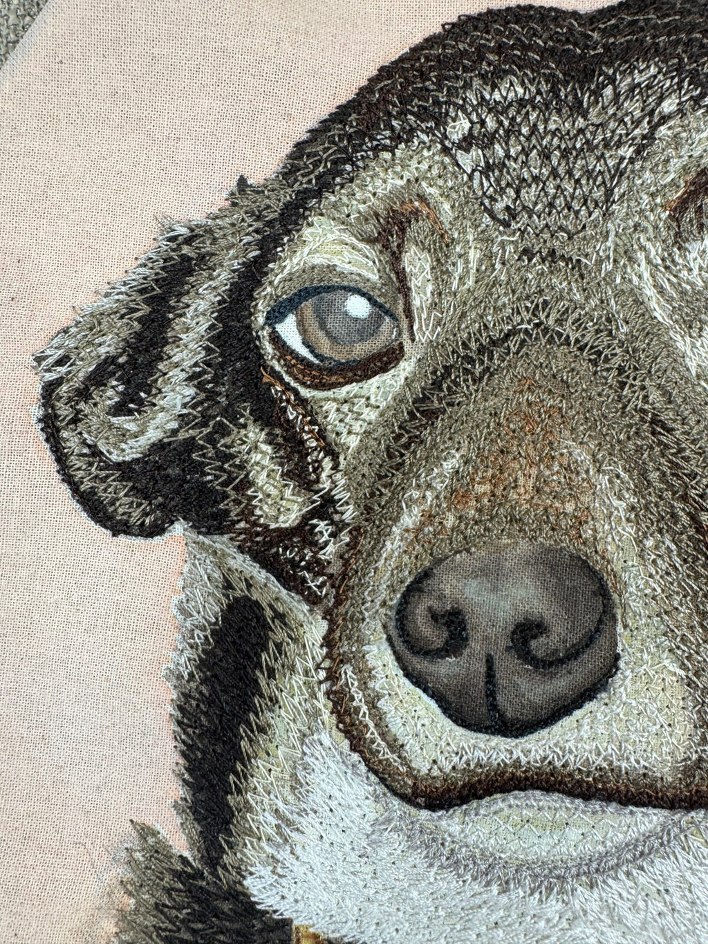 Custom Pet Portrait Commission — Free Motion Embroidered Dog, Cat & Horse Wearable Art image 5