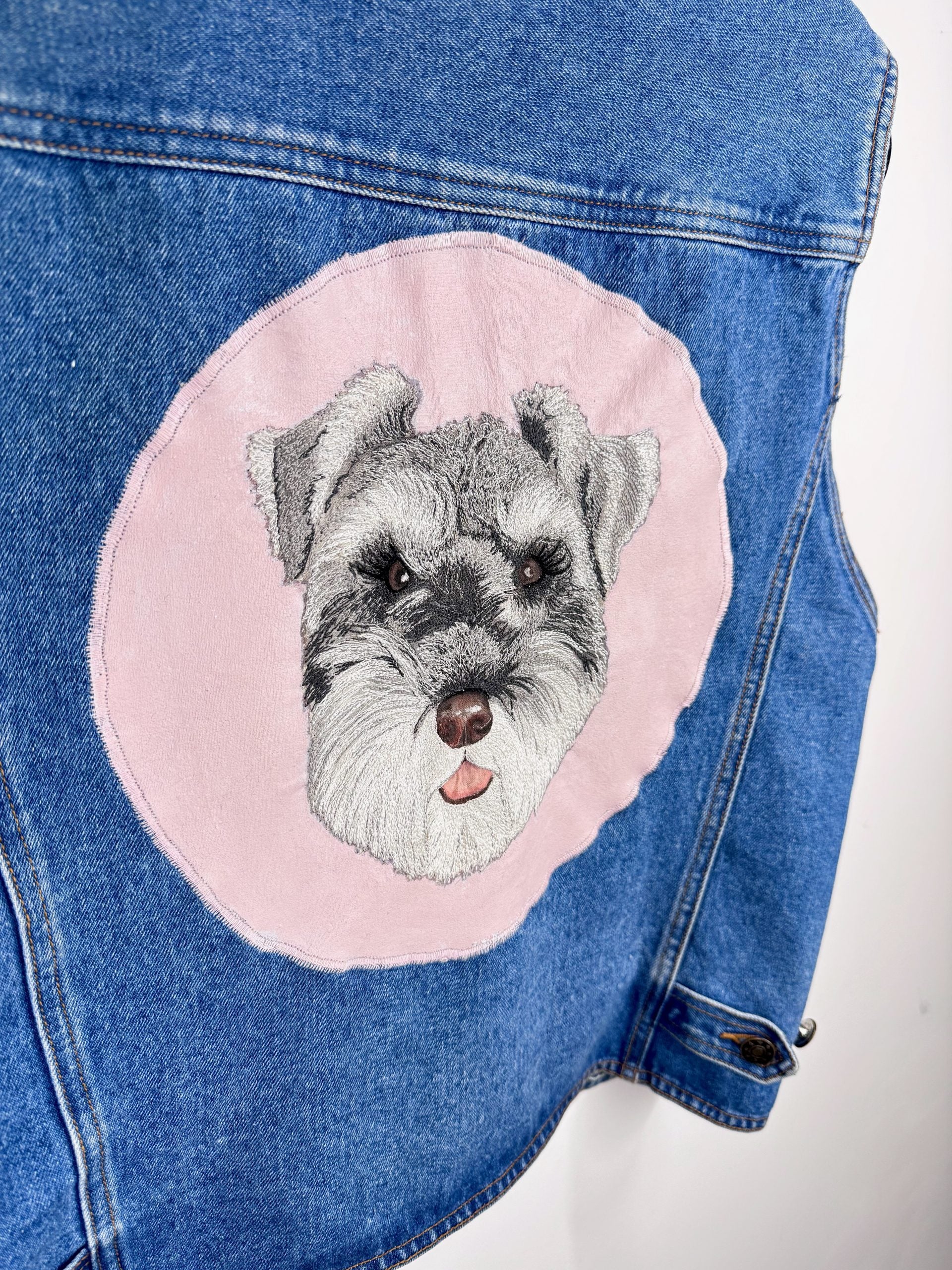 Custom Pet Portrait Commission — Free Motion Embroidered Dog, Cat & Horse Wearable Art image 6