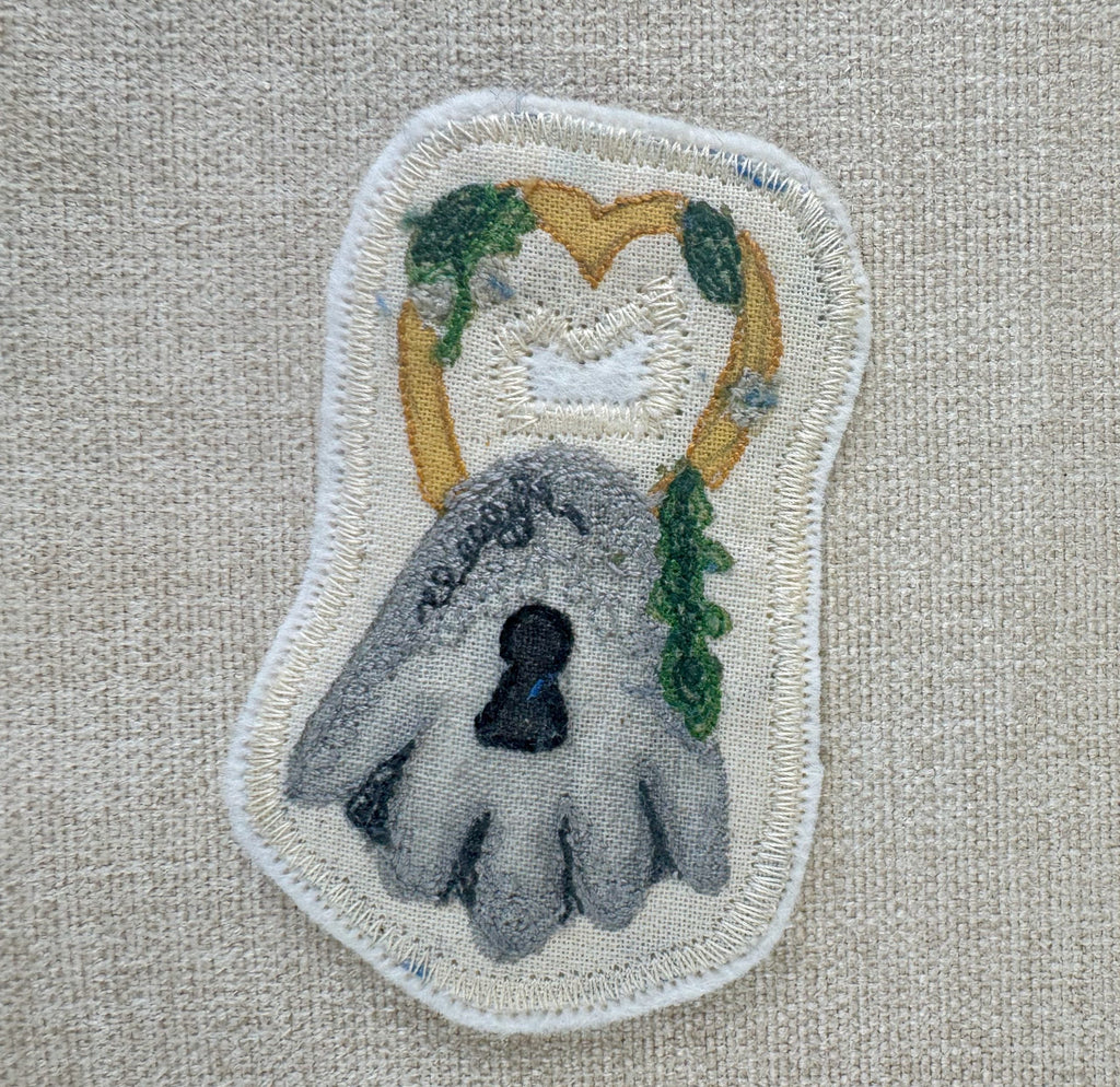 Selkie “Seal Padlock - Wedlock” Talisman – Free Motion Embroidered Patch / Bag Charm - Iron-on Patch image