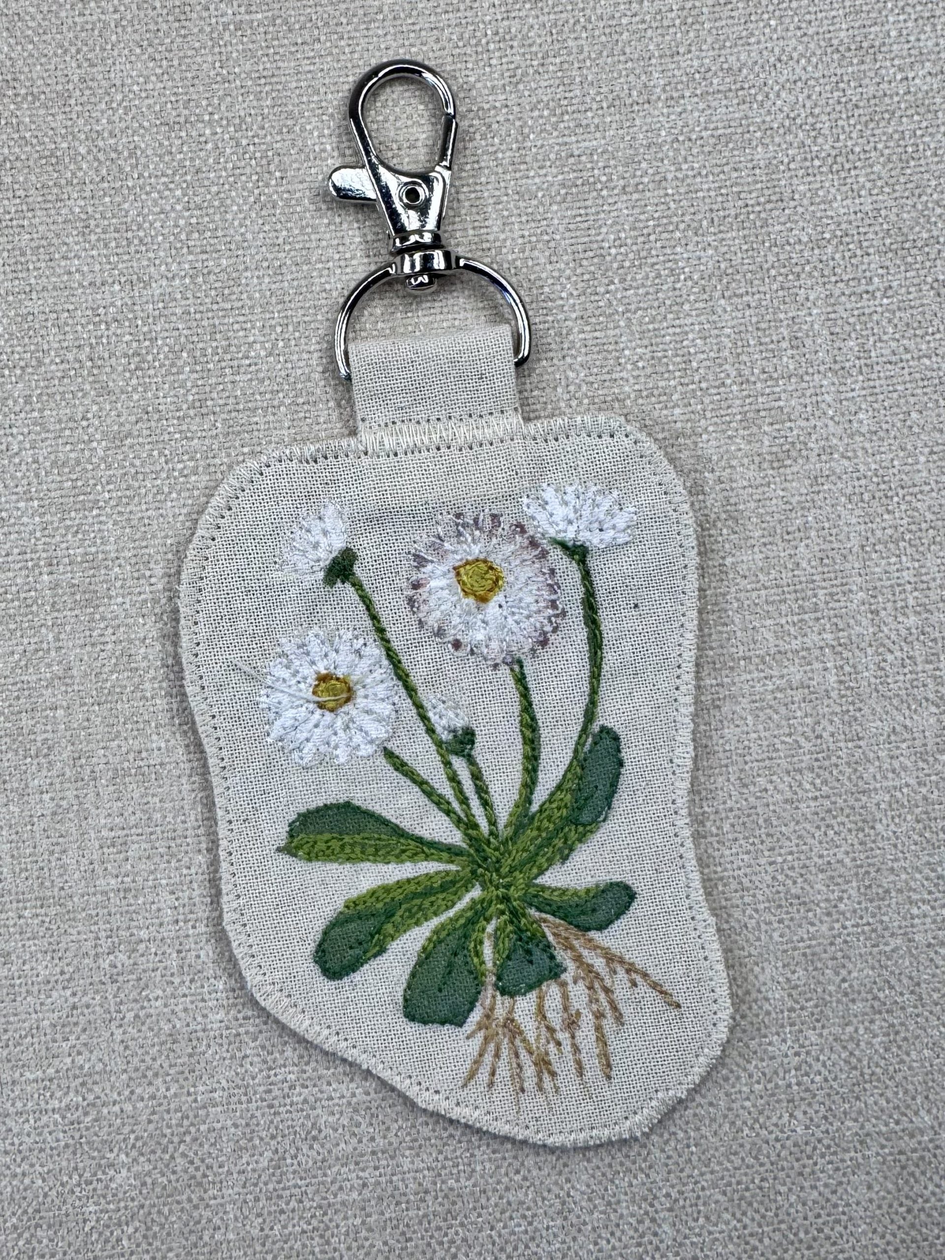 Daisy “He Loves Me, He Loves Me Not” Talisman – Free Motion Embroidered Patch / Bag Charm image