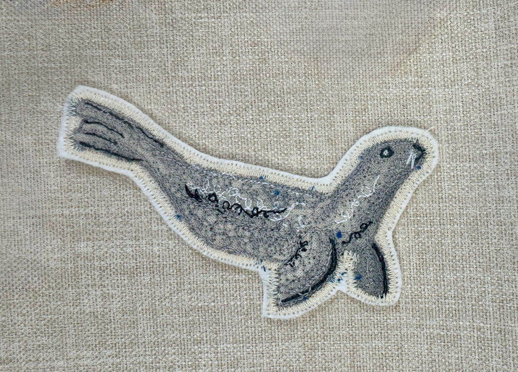 Selkie “Seal – Freedom” Talisman – Free Motion Embroidered Patch / Bag Charm - Iron-on Patch image