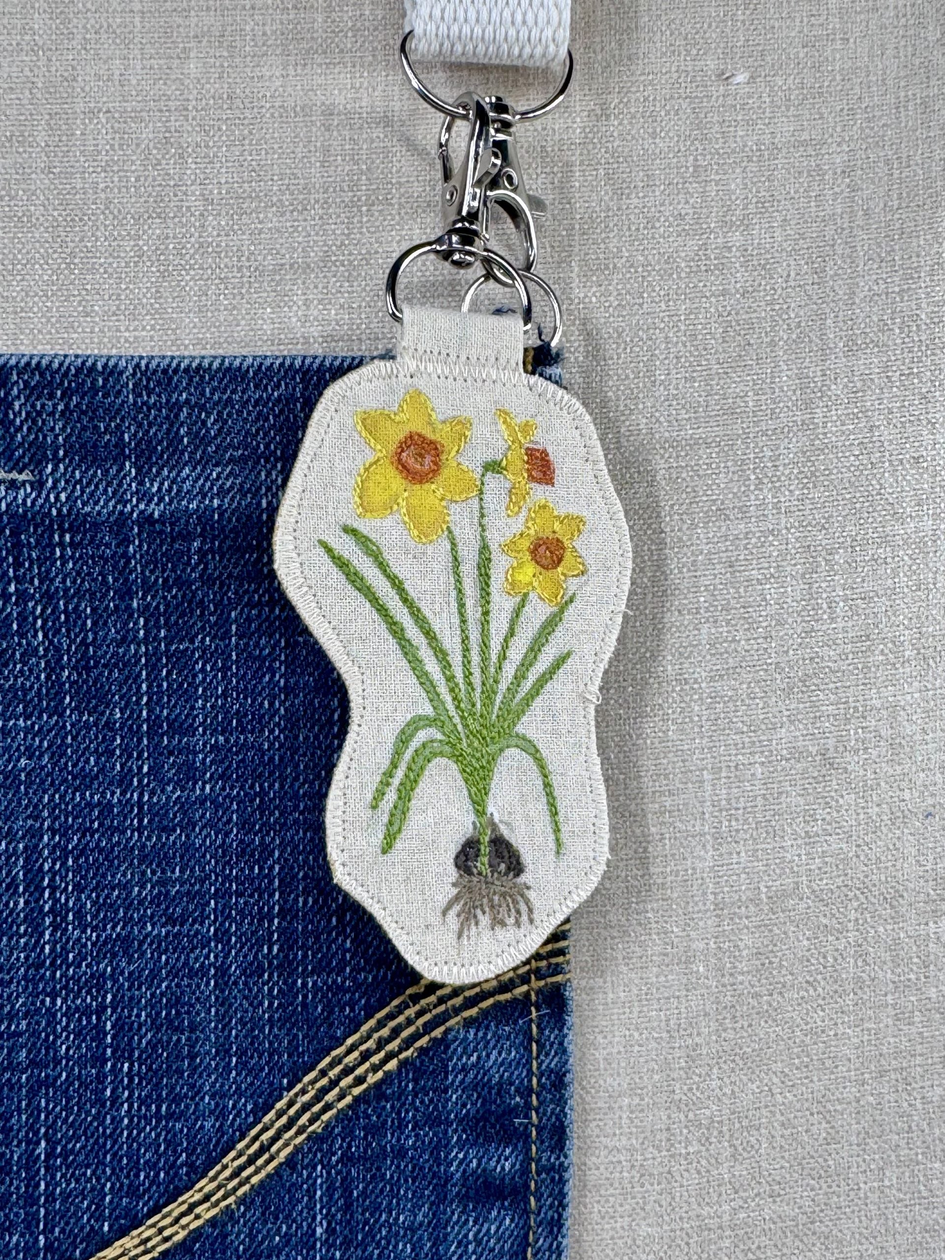 Daffodil Narcissus “Self Love” Talisman – Free Motion Embroidered Patch / Bag Charm image 6