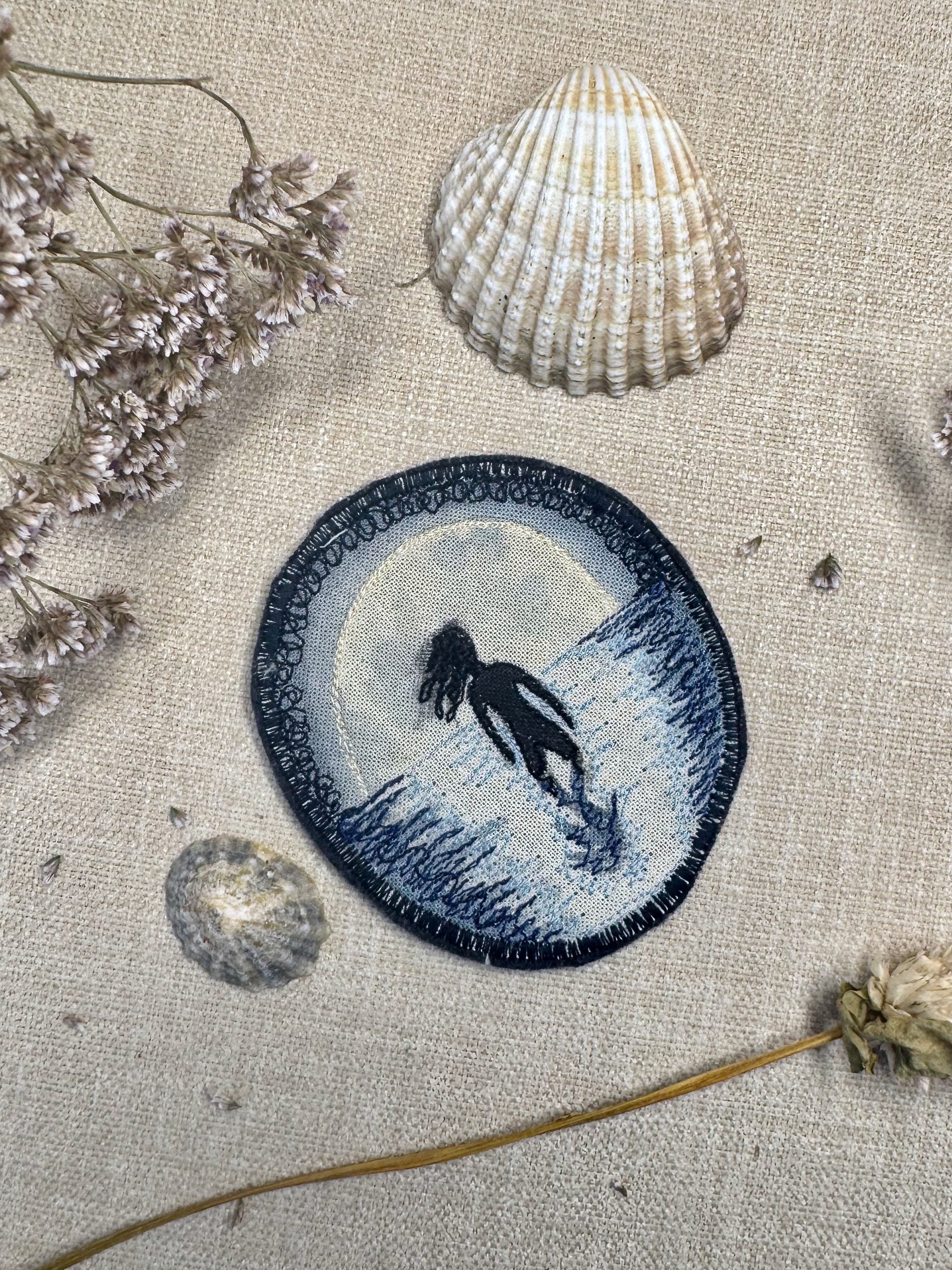 Selkie “Shapeshift” Talisman – Free Motion Embroidered Patch / Bag Charm image 0