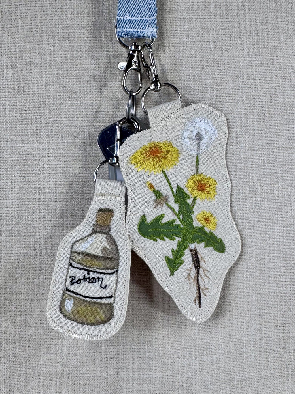 Dandelion “Healing” Talisman – Free Motion Embroidered Patch / Bag Charm image 1