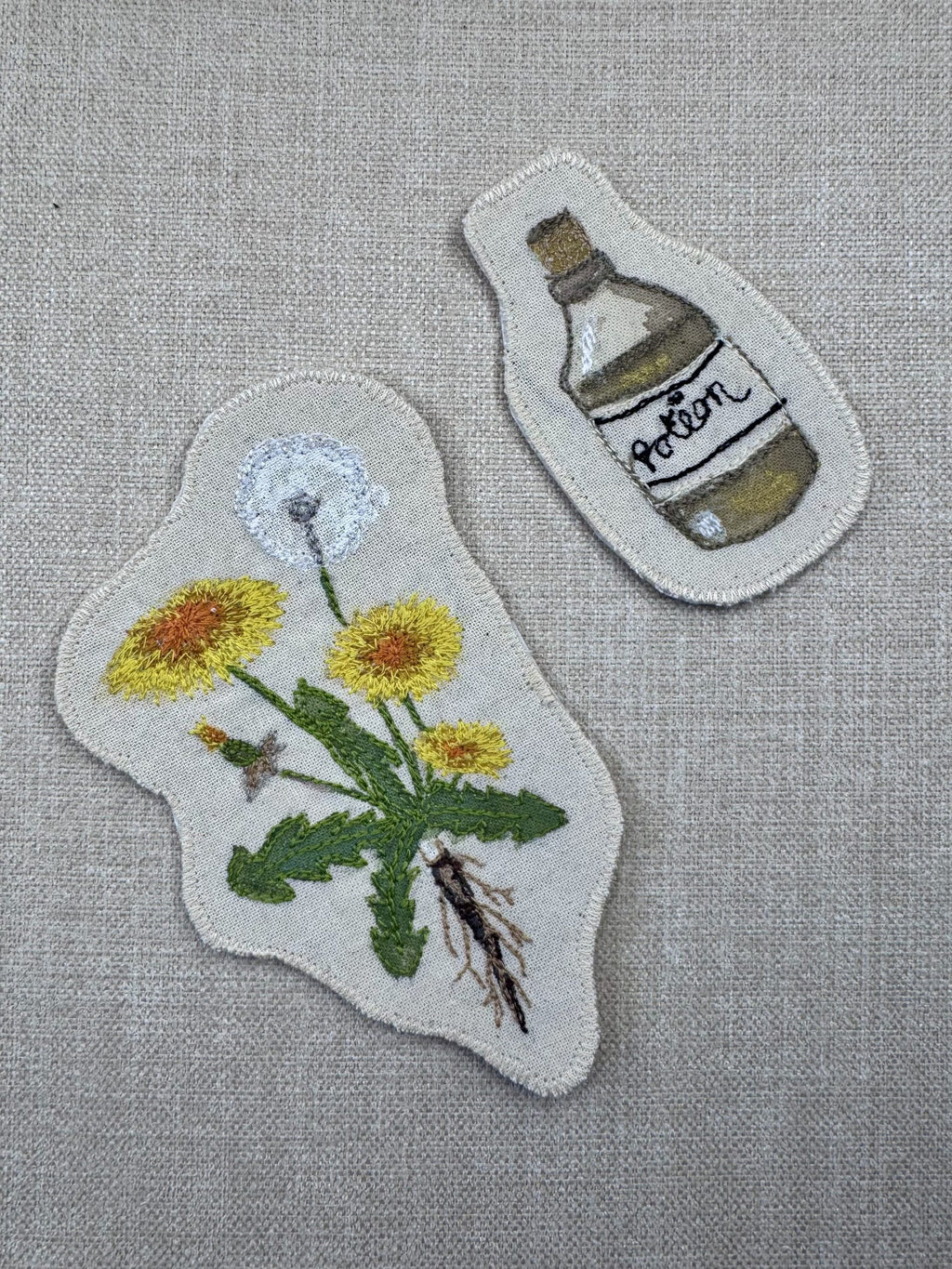 Dandelion “Healing” Talisman – Free Motion Embroidered Patch / Bag Charm image 10