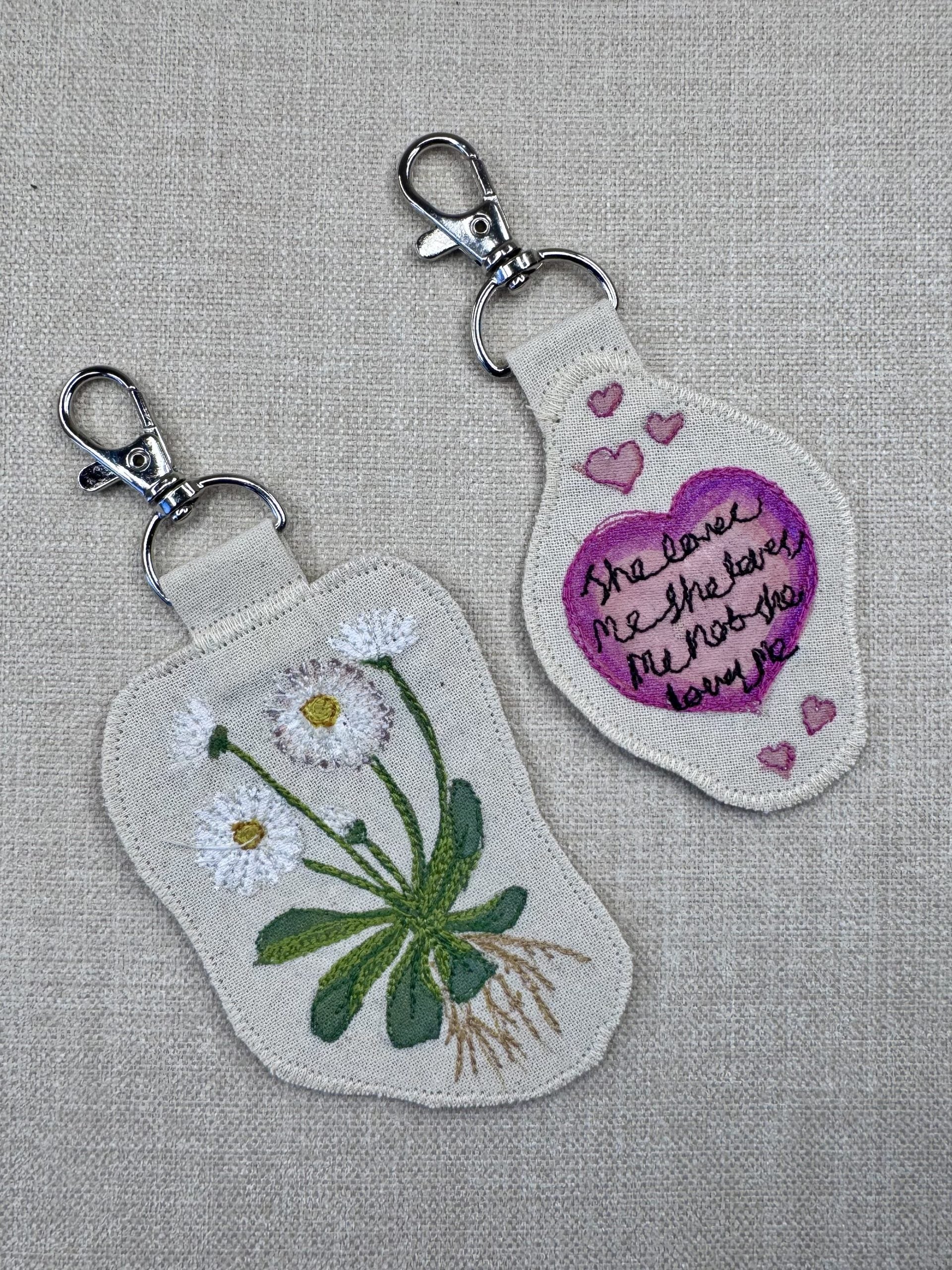 Daisy “He Loves Me, He Loves Me Not” Talisman – Free Motion Embroidered Patch / Bag Charm image 4