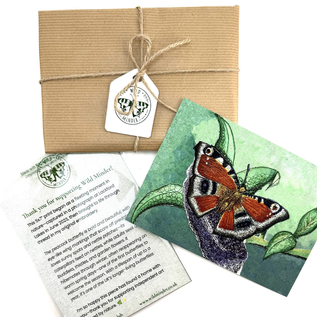 Peacock Butterfly Embroidery Print - "Protection" image 4