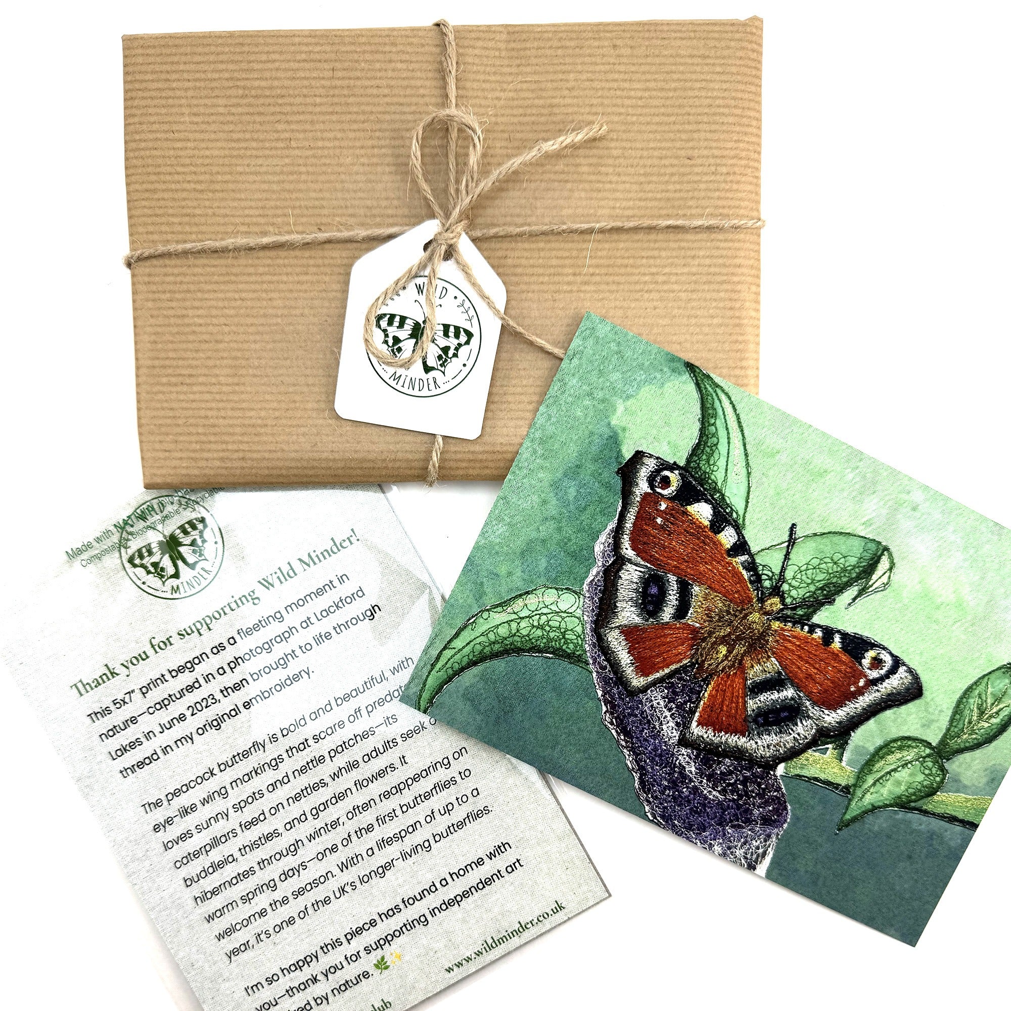 Peacock Butterfly Embroidery Print - "Protection" image 4