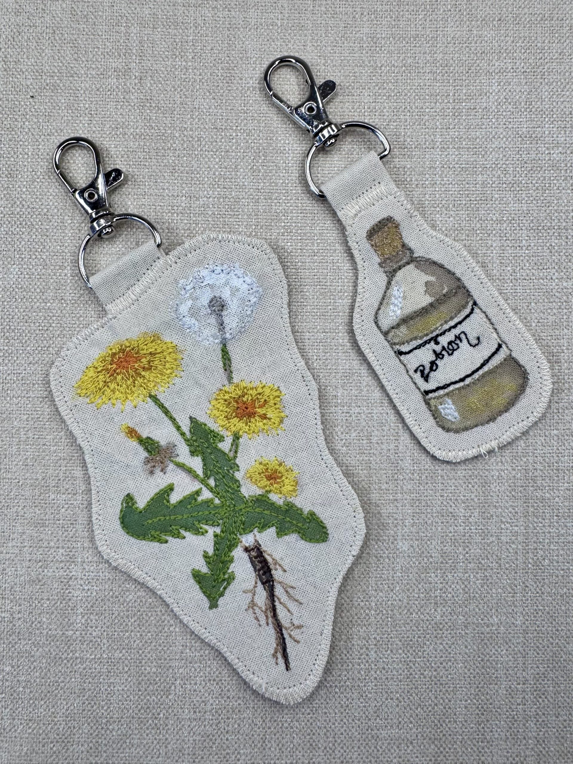 Dandelion “Healing” Talisman – Free Motion Embroidered Patch / Bag Charm image 9