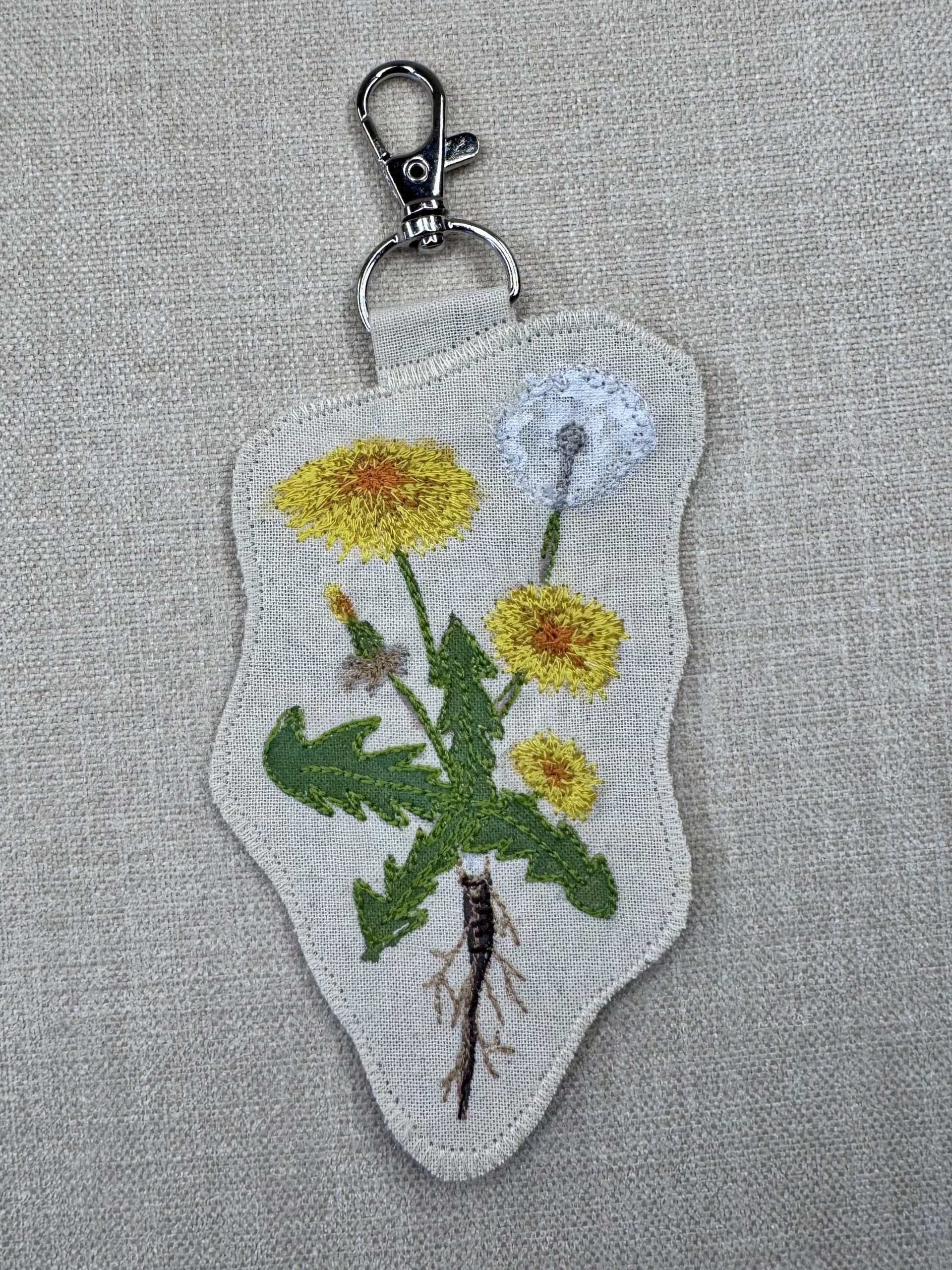 Dandelion “Healing” Talisman – Free Motion Embroidered Patch / Bag Charm image 7