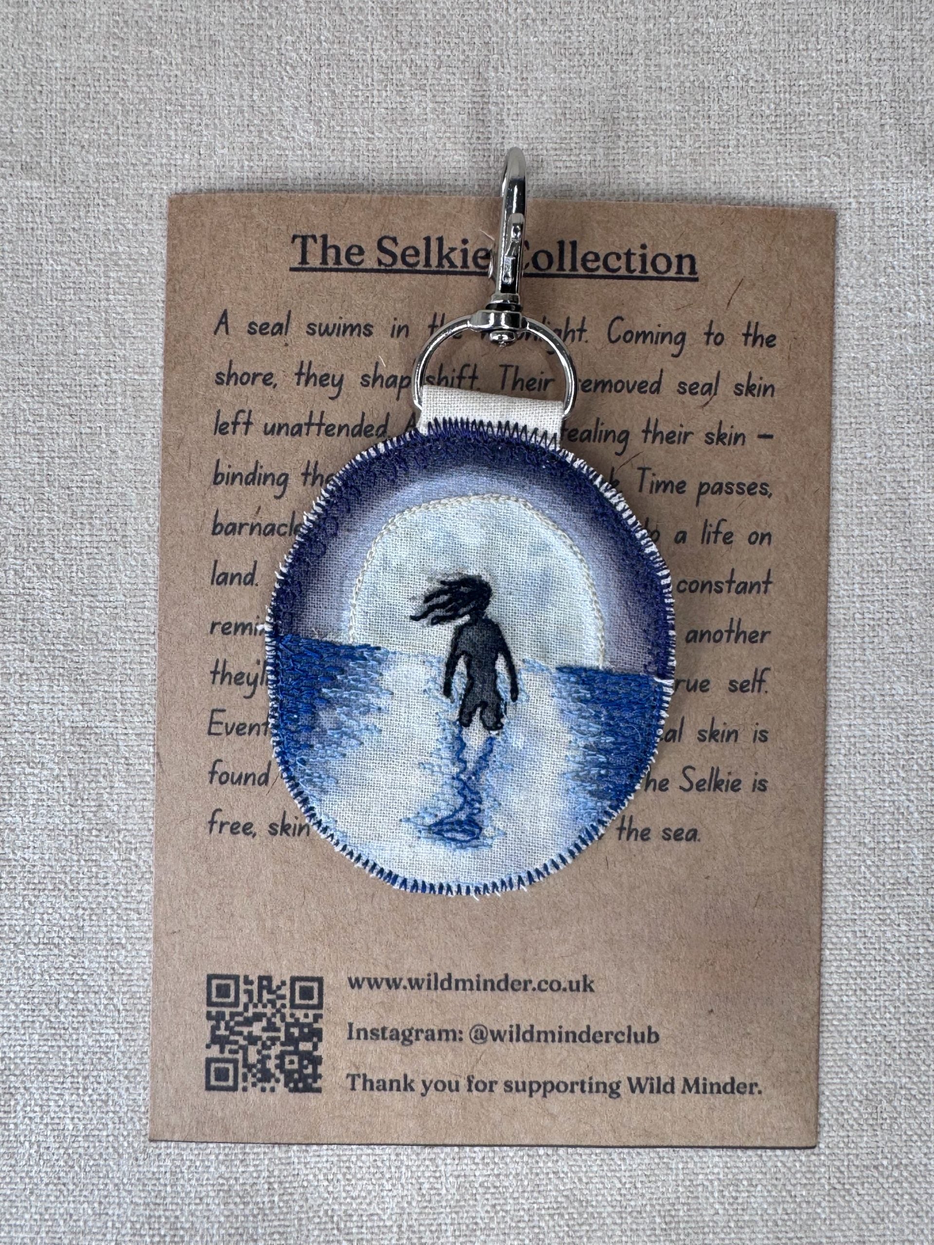 Selkie “Shapeshift” Talisman – Free Motion Embroidered Patch / Bag Charm image 1
