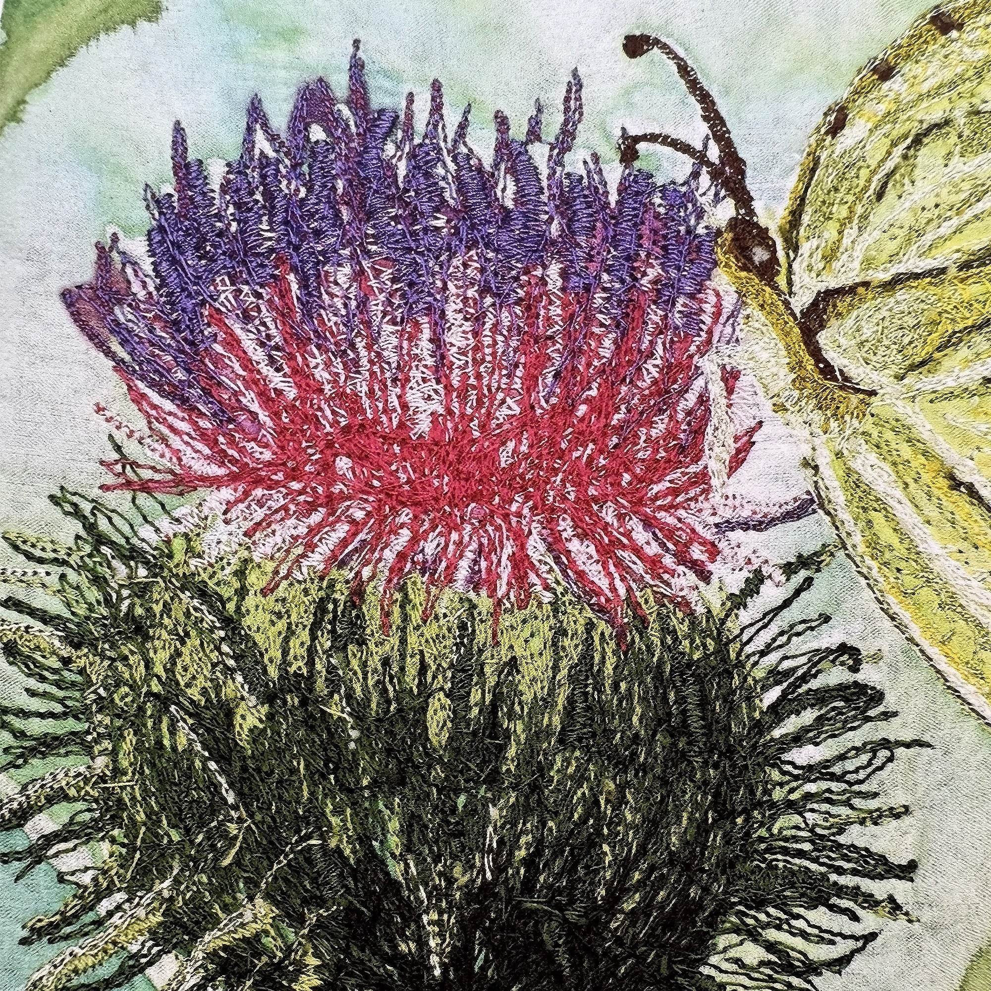 Brimstone Butterfly Embroidery Print - "Hope" image 3