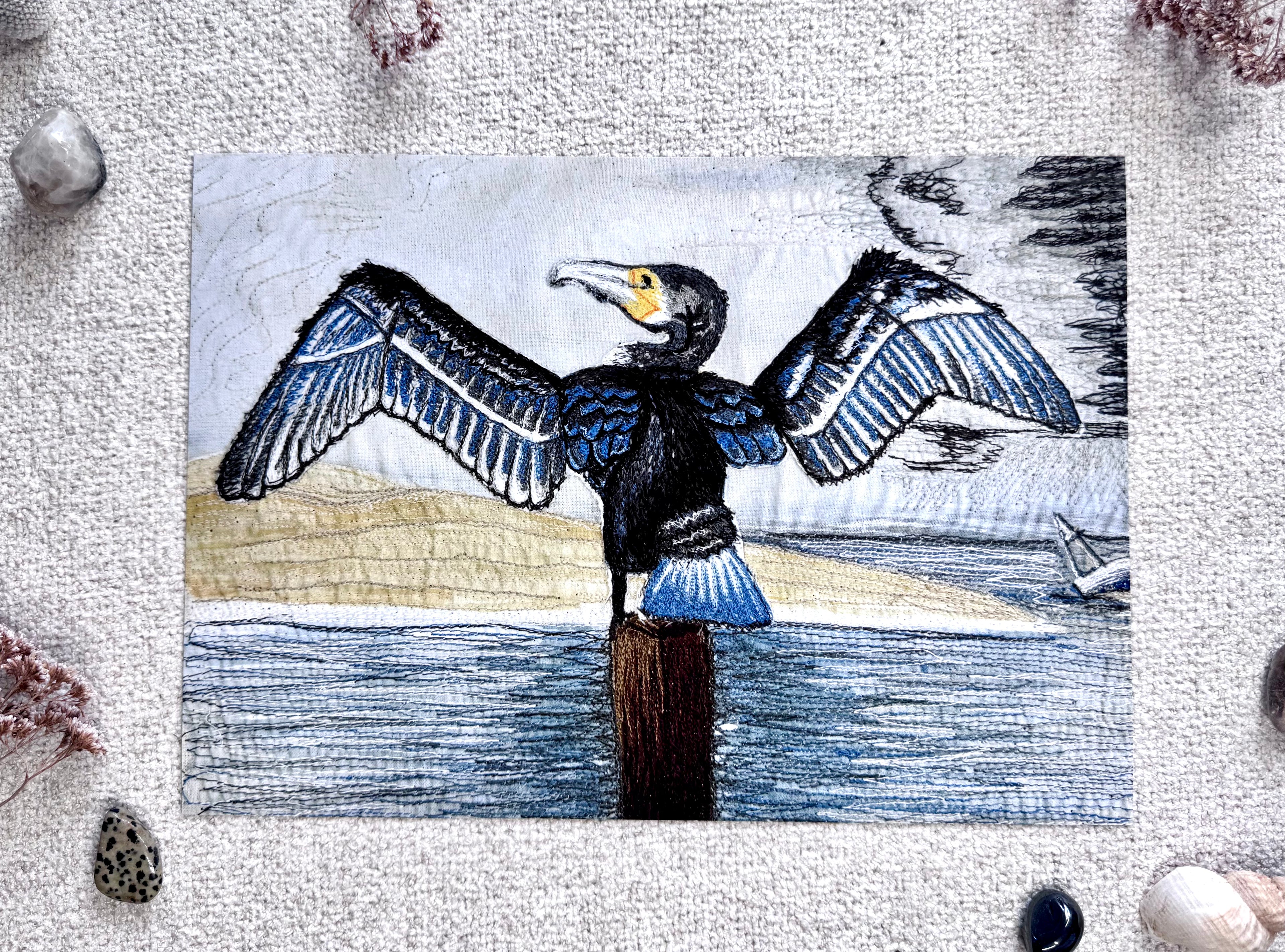 Cormorant “Defiance” – Embroidery Print