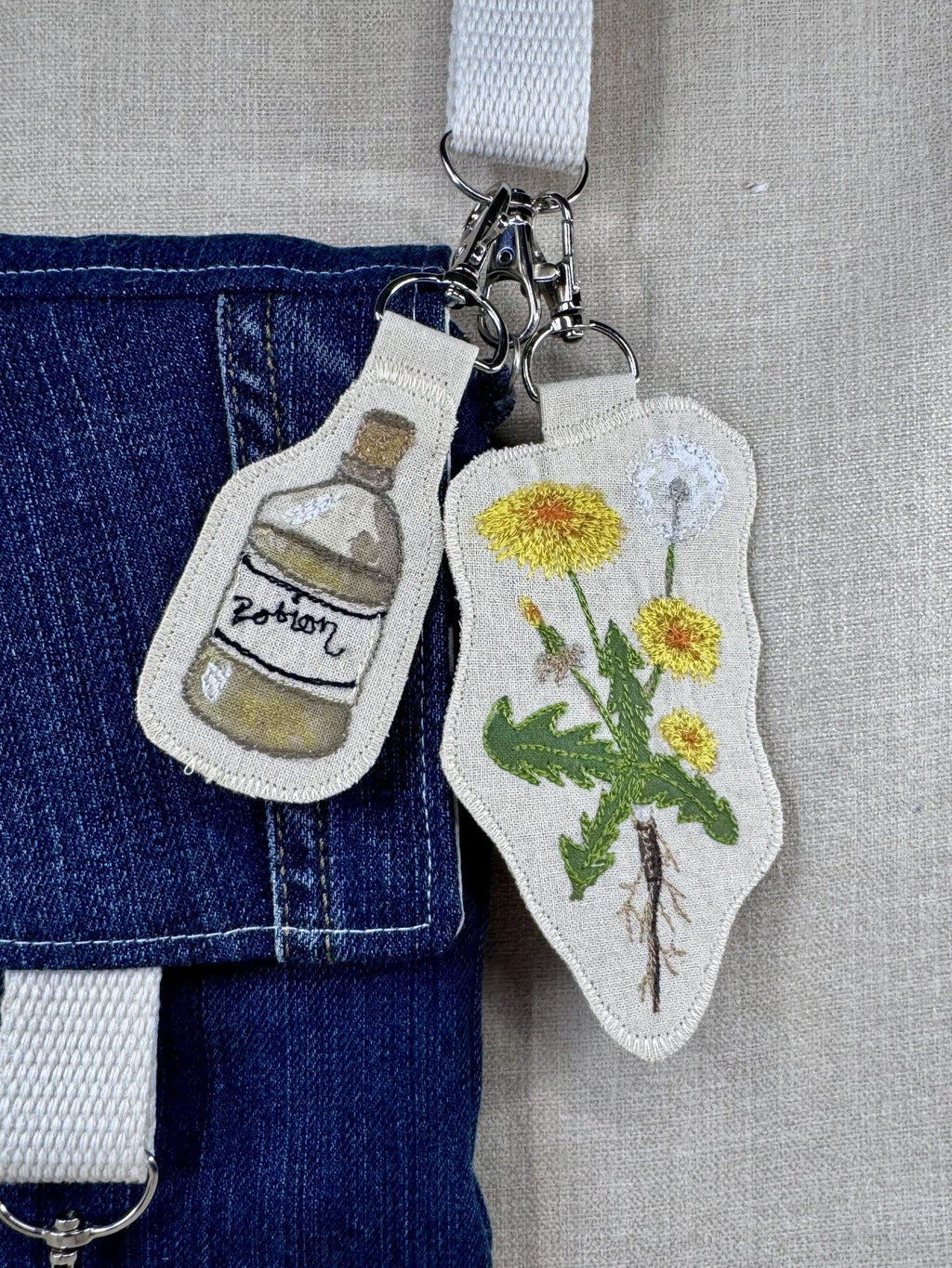 Dandelion “Healing” Talisman – Free Motion Embroidered Patch / Bag Charm image 0