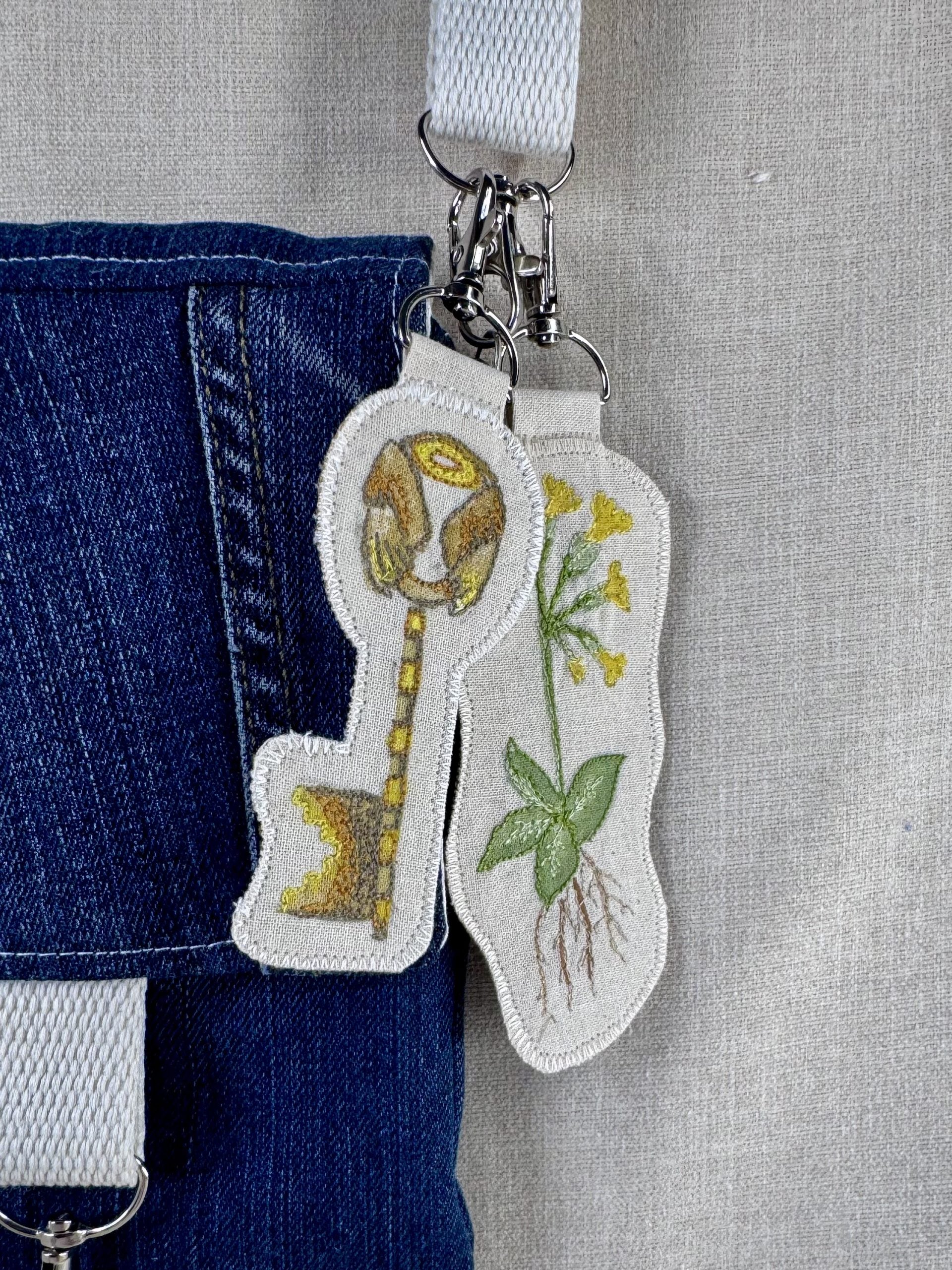 Cowslip Primrose “Faith” Talisman – Free Motion Embroidered Patch / Bag Charm image 0