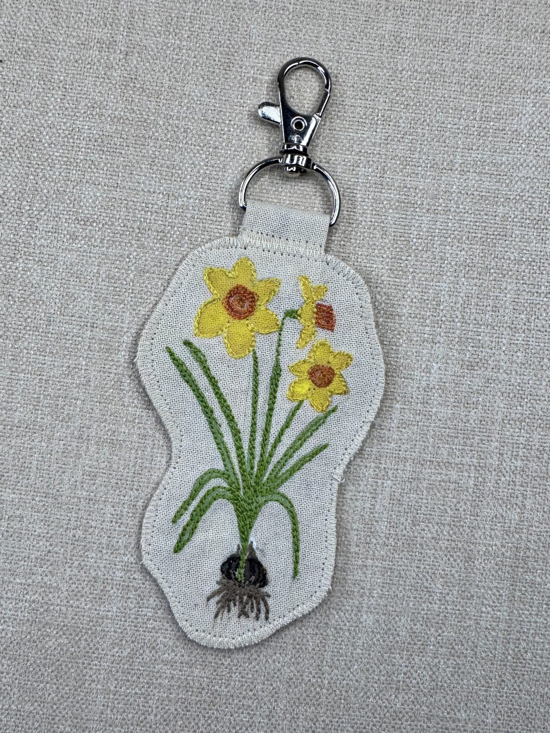 Daffodil Narcissus “Self Love” Talisman – Free Motion Embroidered Patch / Bag Charm image