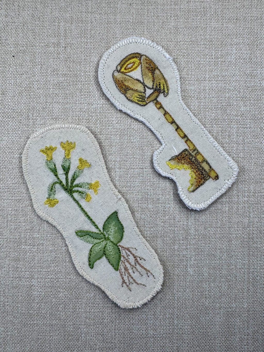 Cowslip Primrose “Faith” Talisman – Free Motion Embroidered Patch / Bag Charm image 6