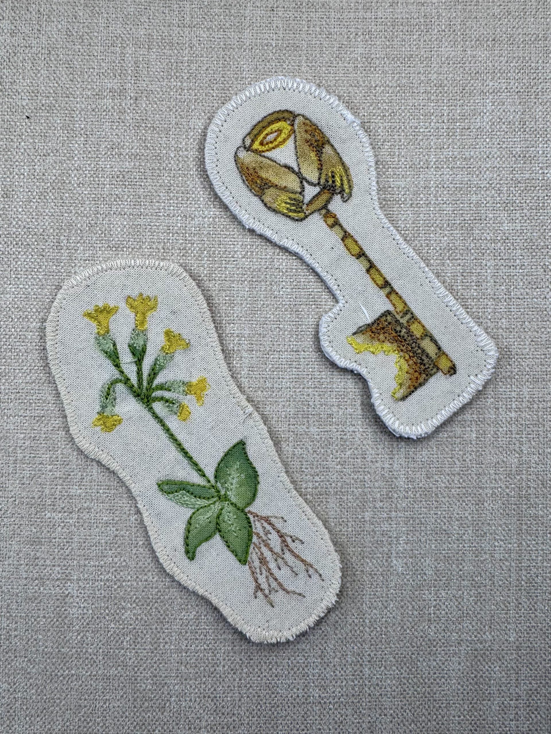Cowslip Primrose “Faith” Talisman – Free Motion Embroidered Patch / Bag Charm image 6