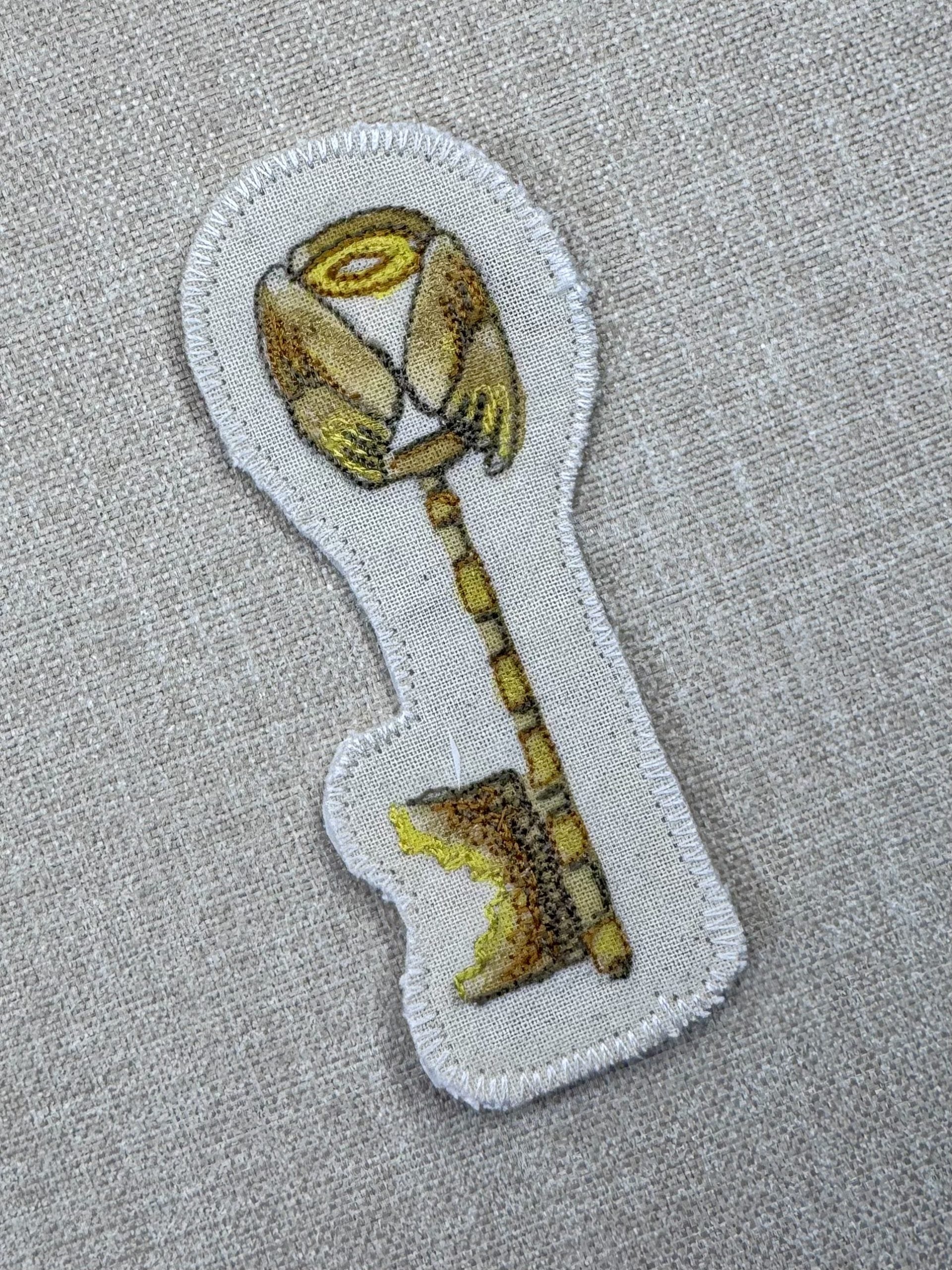Cowslip Primrose “Faith” Talisman – Free Motion Embroidered Patch / Bag Charm image
