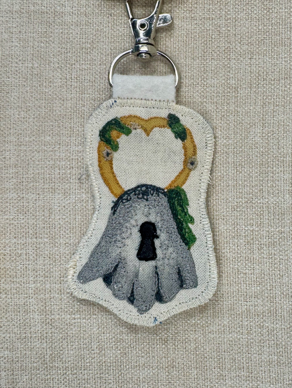 Selkie “Seal Padlock - Wedlock” Talisman – Free Motion Embroidered Patch / Bag Charm image 6