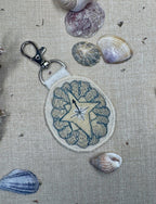 Selkie “Searching - Compass Shell” Talisman – Free Motion Embroidered Patch / Bag Charm image 6