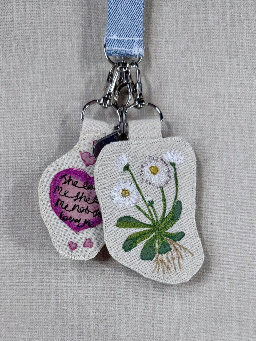 Daisy “He Loves Me, He Loves Me Not” Talisman – Free Motion Embroidered Patch / Bag Charm image 3