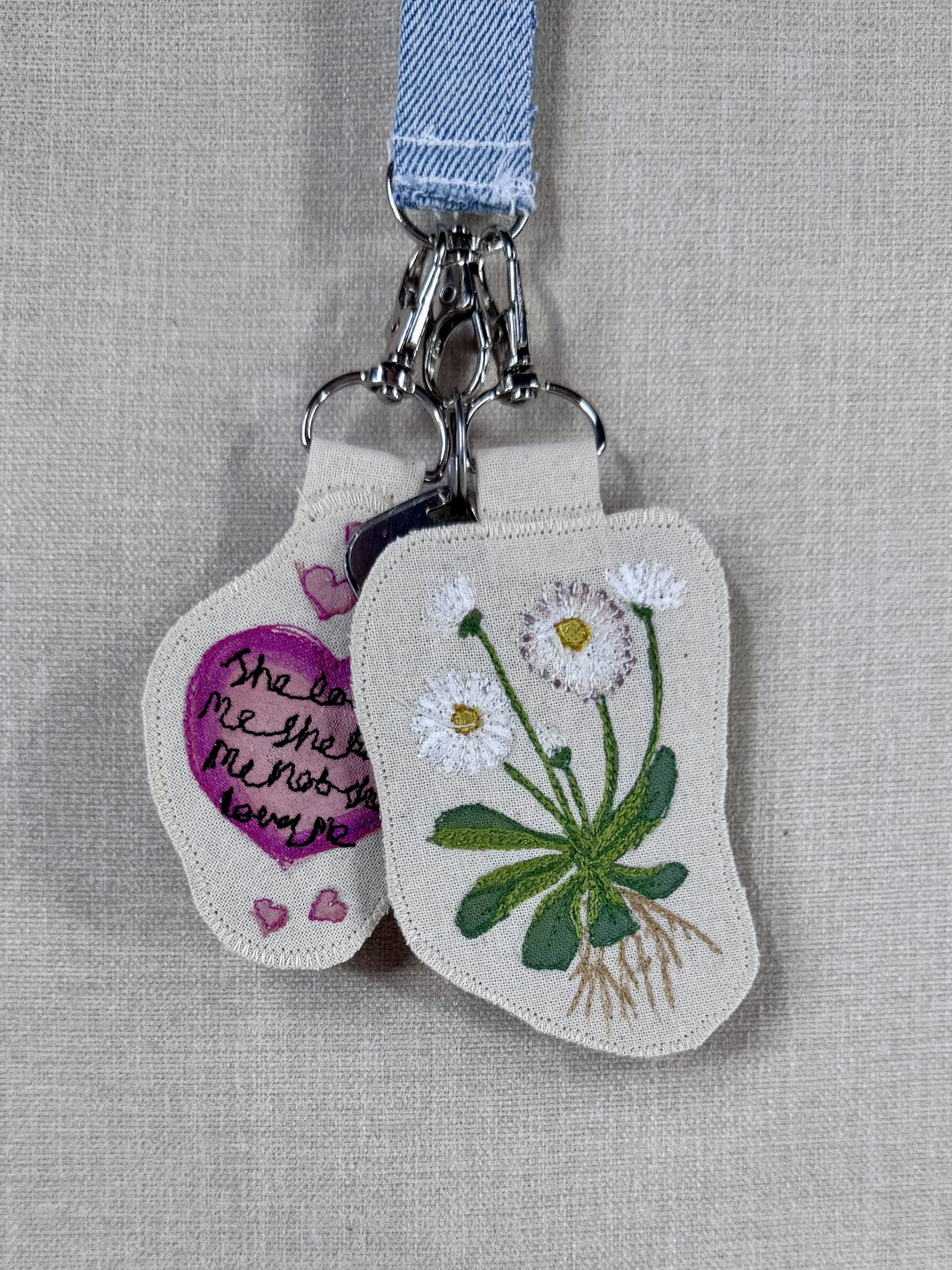 Daisy “He Loves Me, He Loves Me Not” Talisman – Free Motion Embroidered Patch / Bag Charm image 3