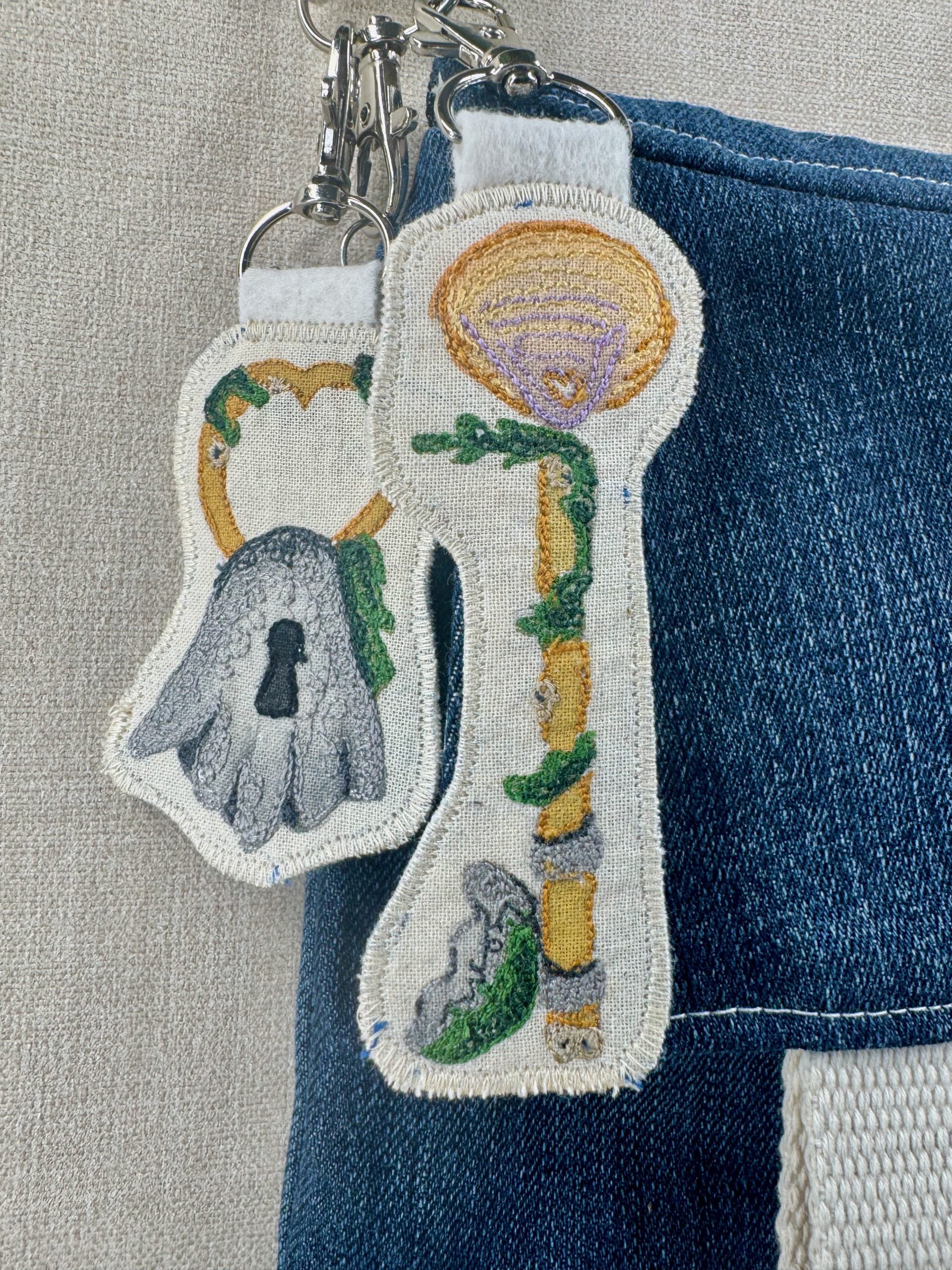 Selkie “Seal Padlock - Wedlock” Talisman – Free Motion Embroidered Patch / Bag Charm image 2
