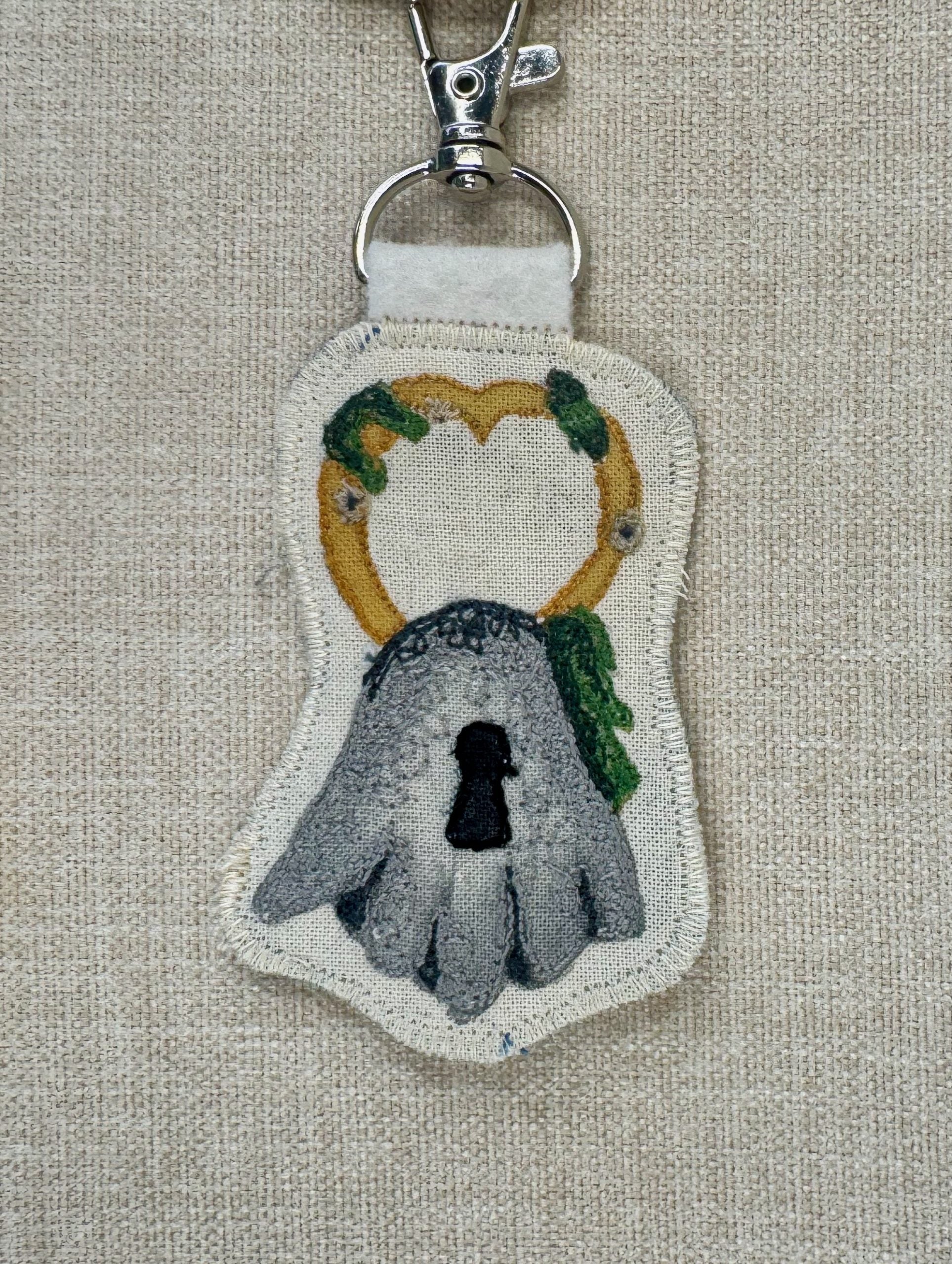 Selkie “Seal Padlock - Wedlock” Talisman – Free Motion Embroidered Patch / Bag Charm - Bag Charm image