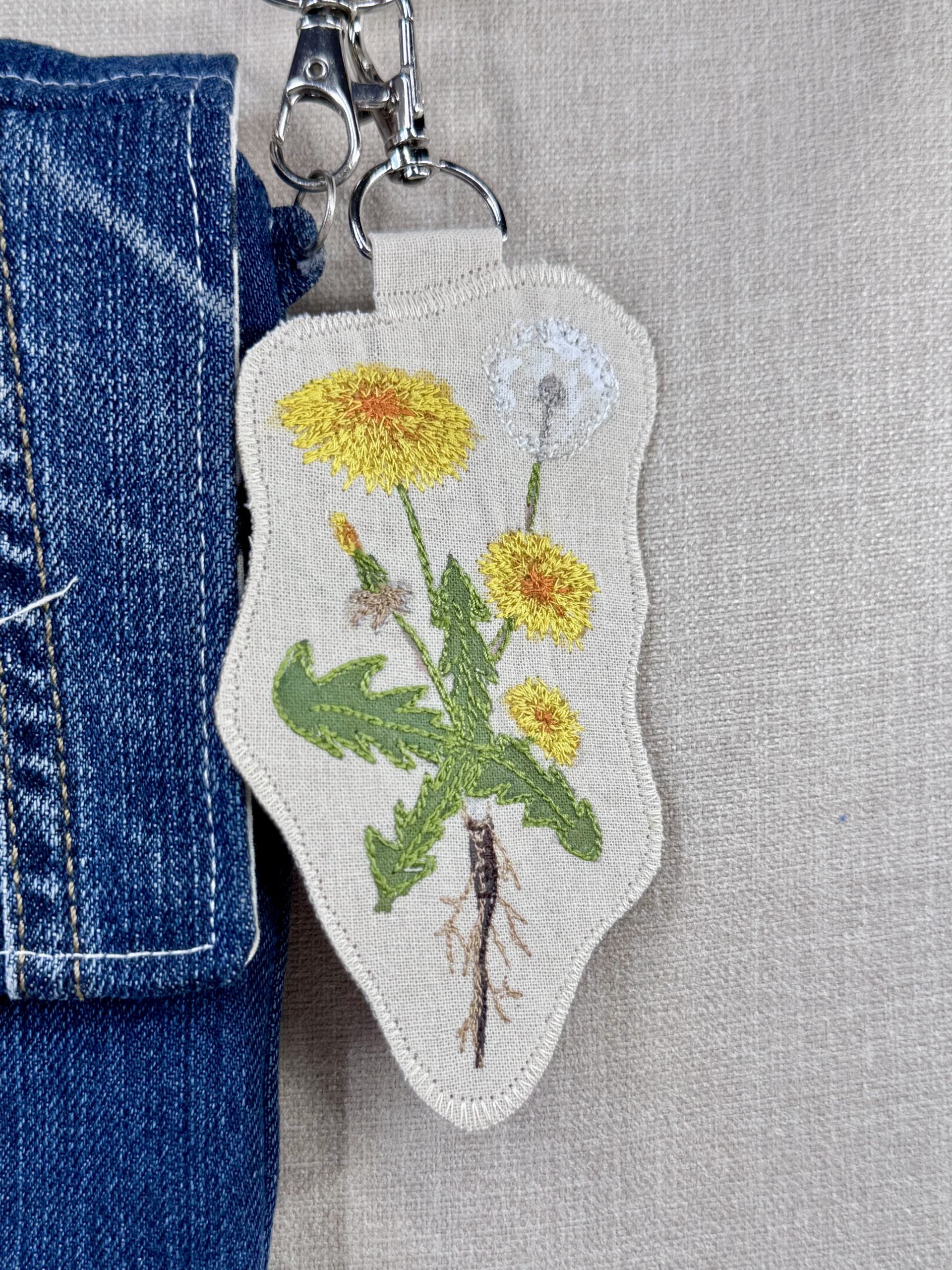 Dandelion “Healing” Talisman – Free Motion Embroidered Patch / Bag Charm image 4