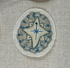 Selkie “Searching - Compass Shell” Talisman – Free Motion Embroidered Patch / Bag Charm - Iron-on Patch image