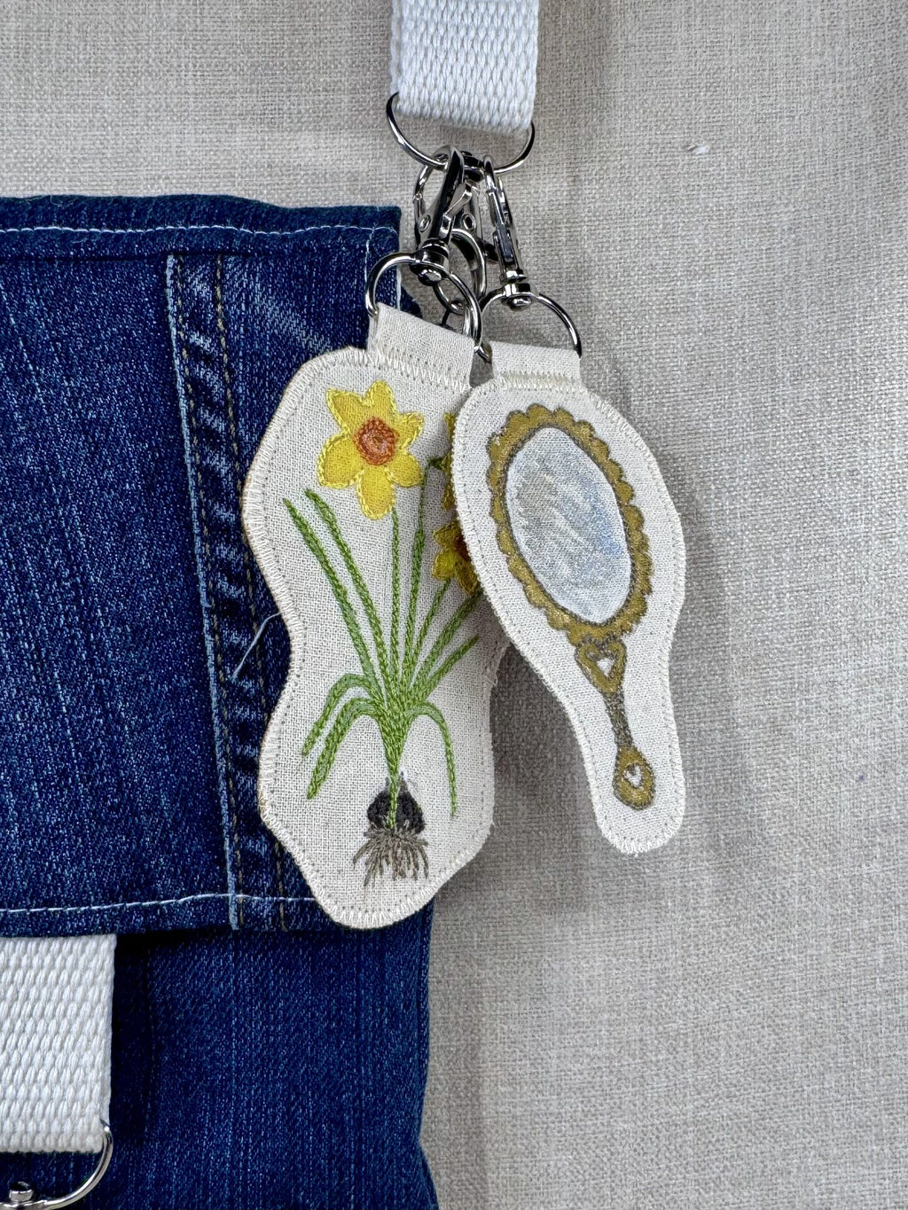 Daffodil Narcissus “Self Love” Talisman – Free Motion Embroidered Patch / Bag Charm image 0