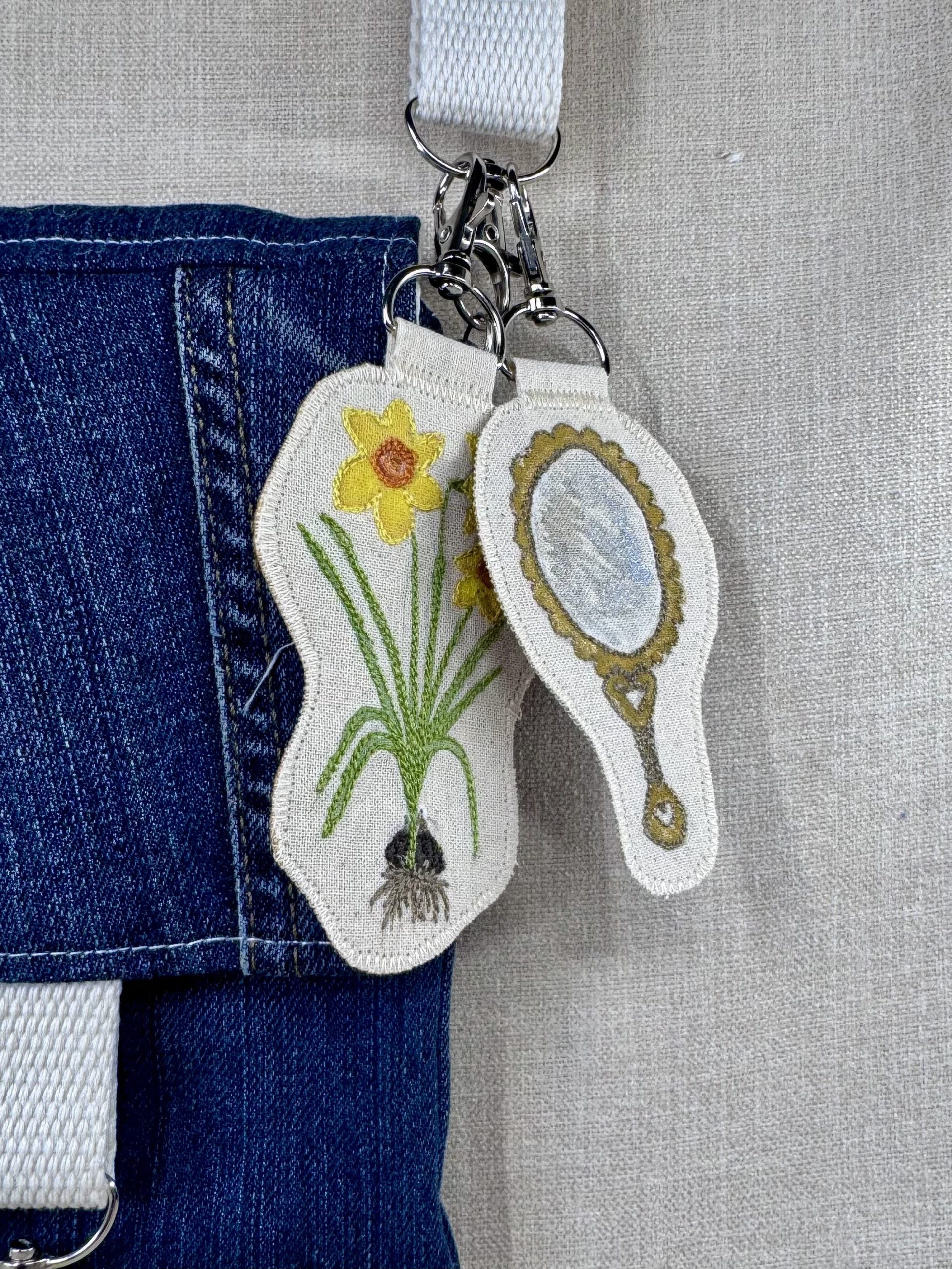 Daffodil Narcissus “Self Love” Talisman – Free Motion Embroidered Patch / Bag Charm image 0