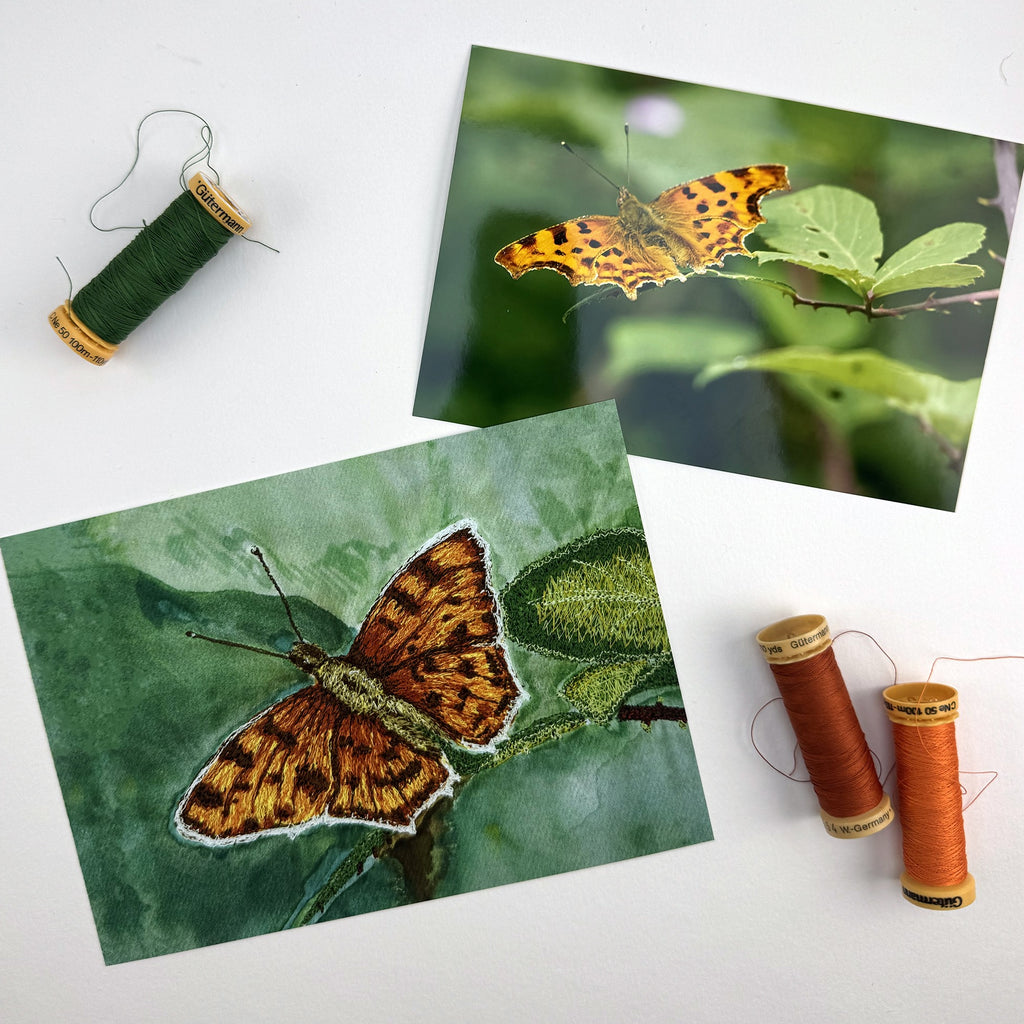 Comma Butterfly Embroidery Print - "Resilience" image 2