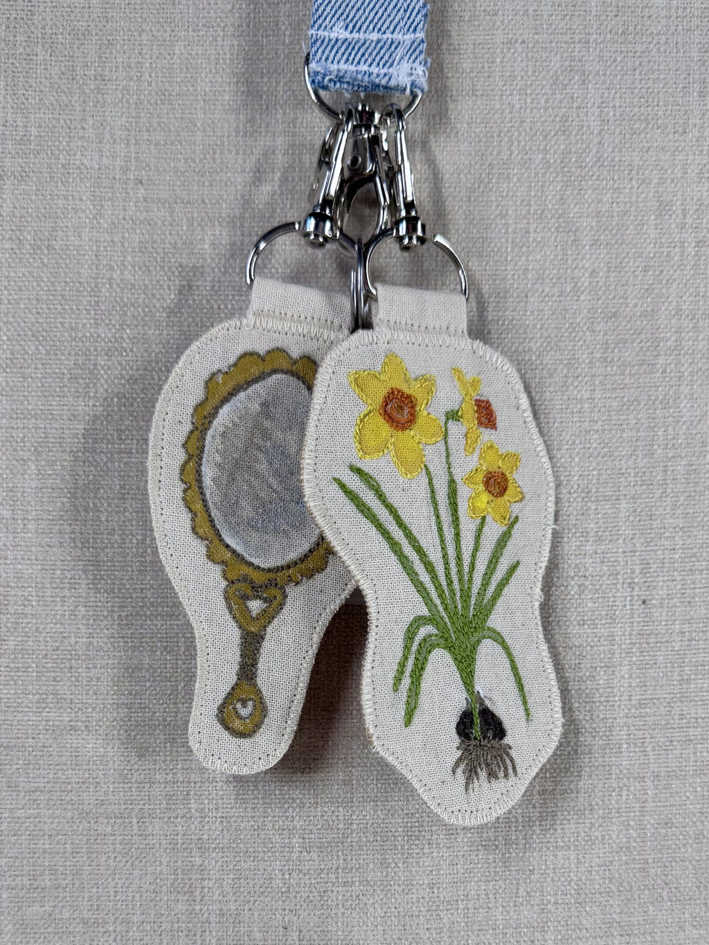 Daffodil Narcissus “Self Love” Talisman – Free Motion Embroidered Patch / Bag Charm image 4