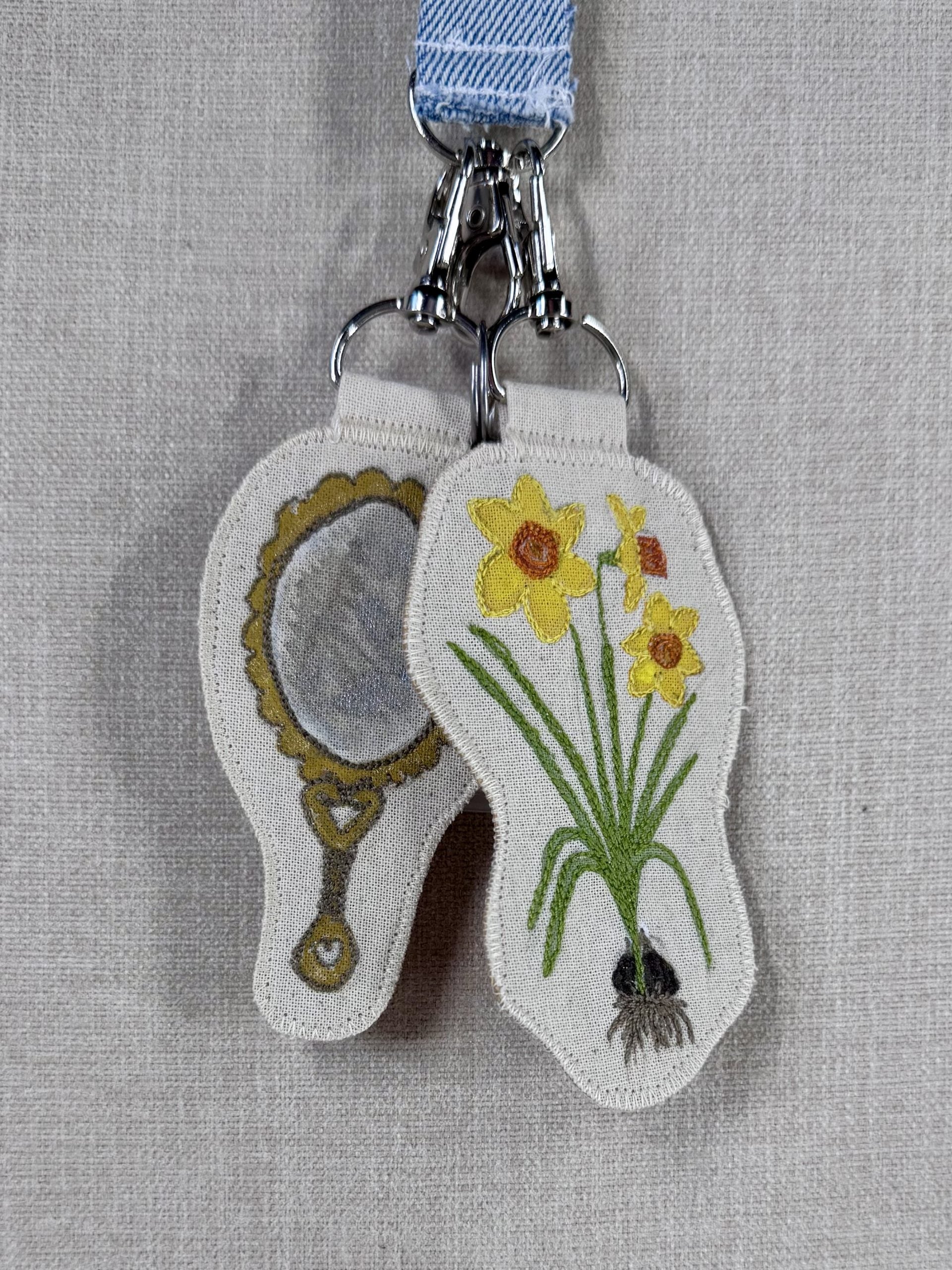 Daffodil Narcissus “Self Love” Talisman – Free Motion Embroidered Patch / Bag Charm image 4