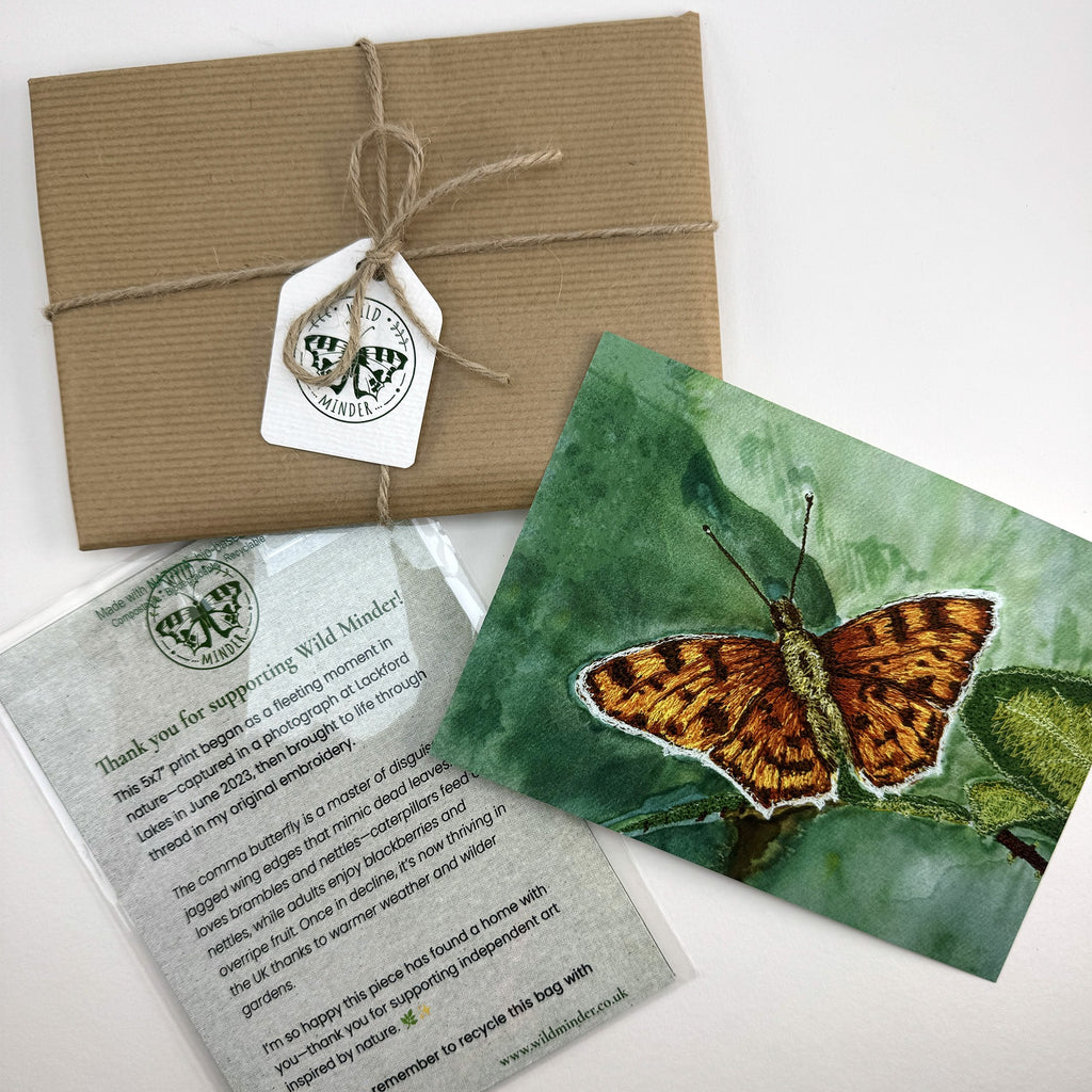 Comma Butterfly Embroidery Print - "Resilience" image 3